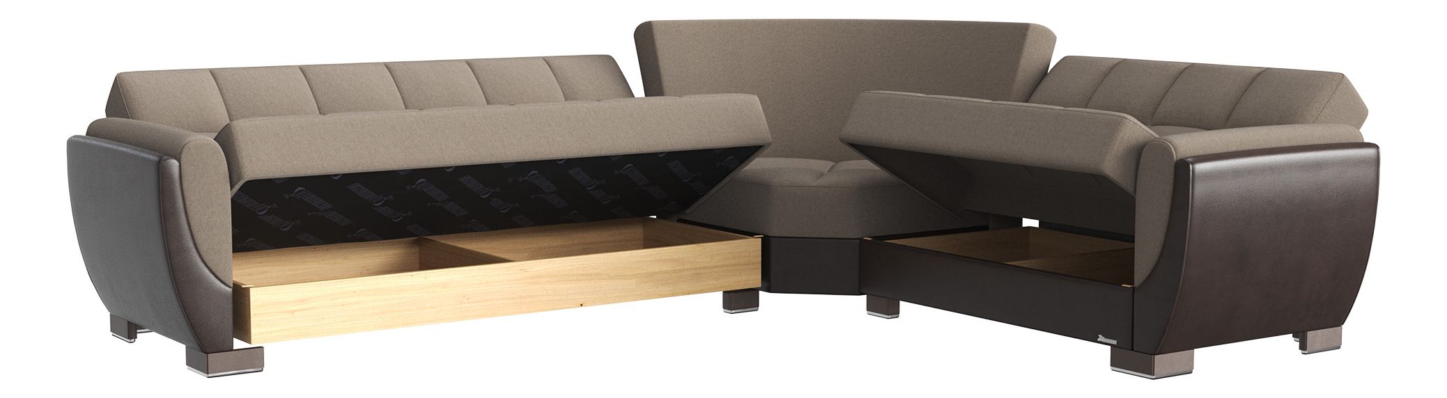 Armada Air Fabric/PU Convertible L-Shaped Sectional Sofa