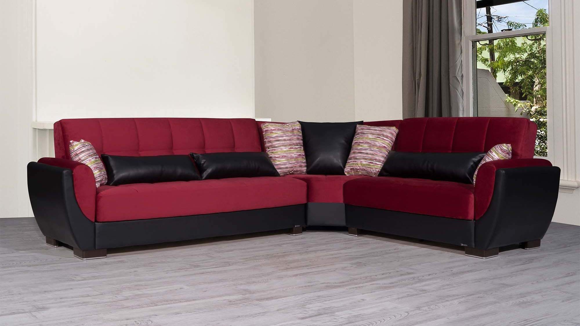 Armada Air Fabric/PU Convertible L-Shaped Sectional Sofa