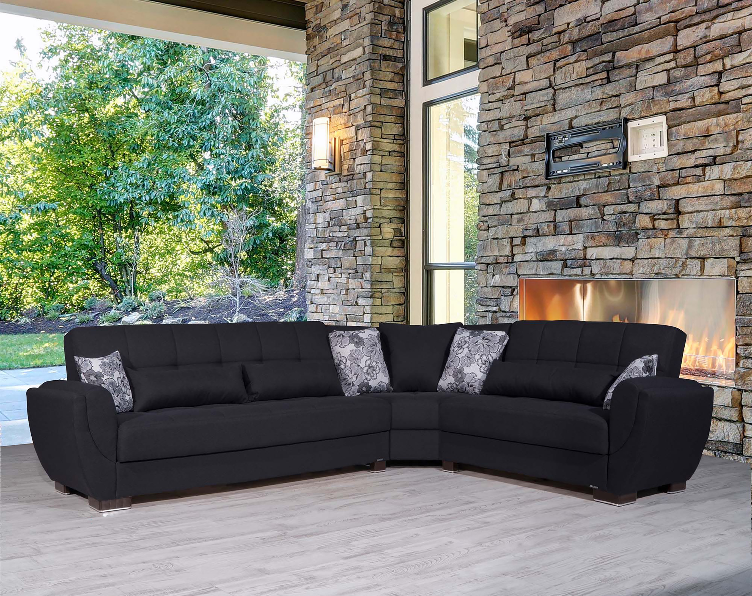 Armada Air Fabric Convertible L-Shaped Sectional Sofa