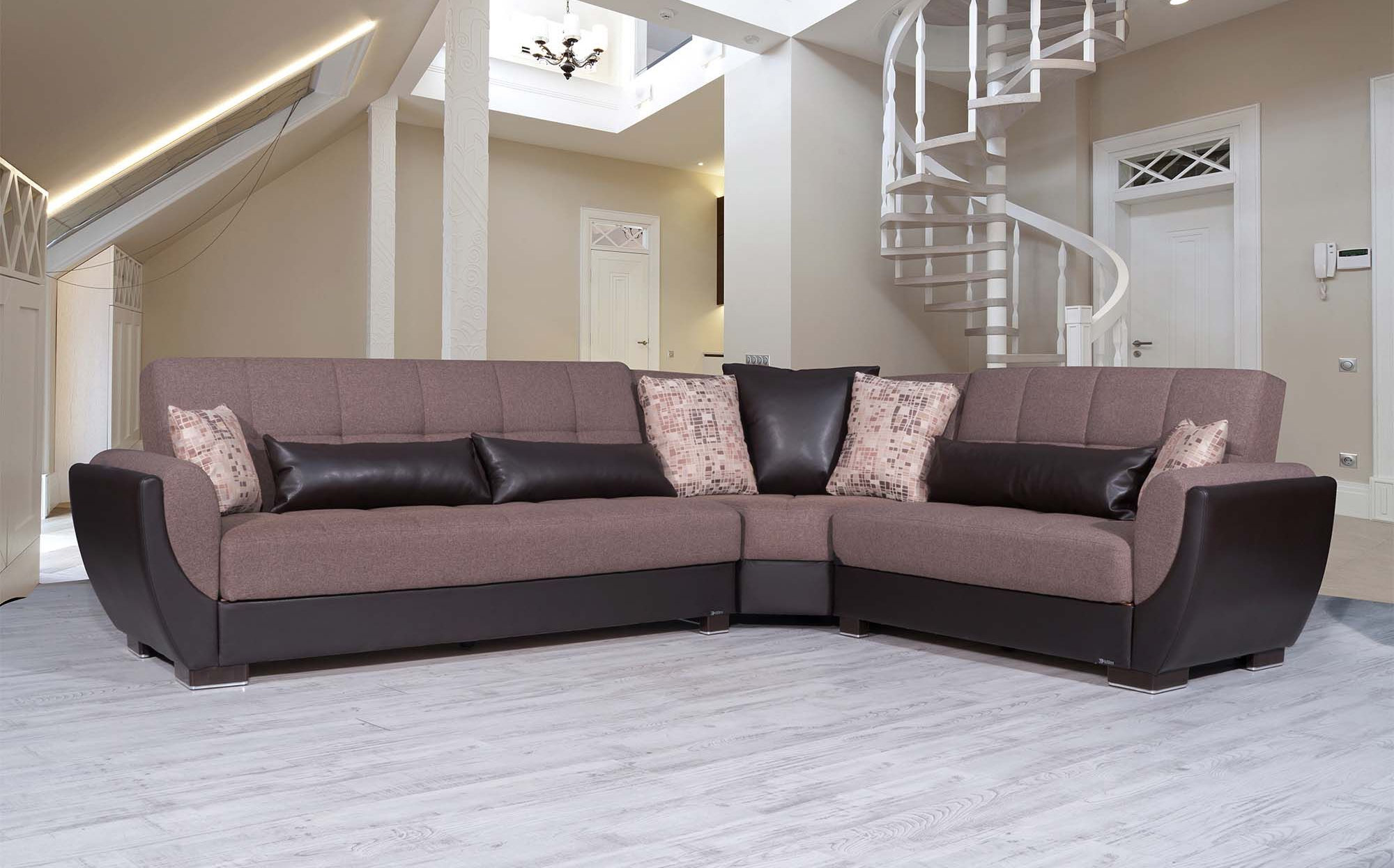 Armada Air Fabric/PU Convertible L-Shaped Sectional Sofa