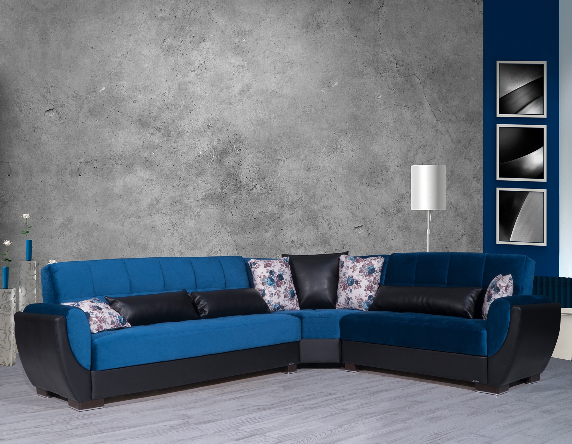Armada Air Fabric/PU Convertible L-Shaped Sectional Sofa