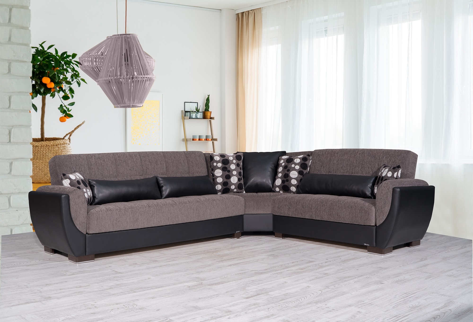 Armada Fabric/PU Convertible Sectional Sofa
