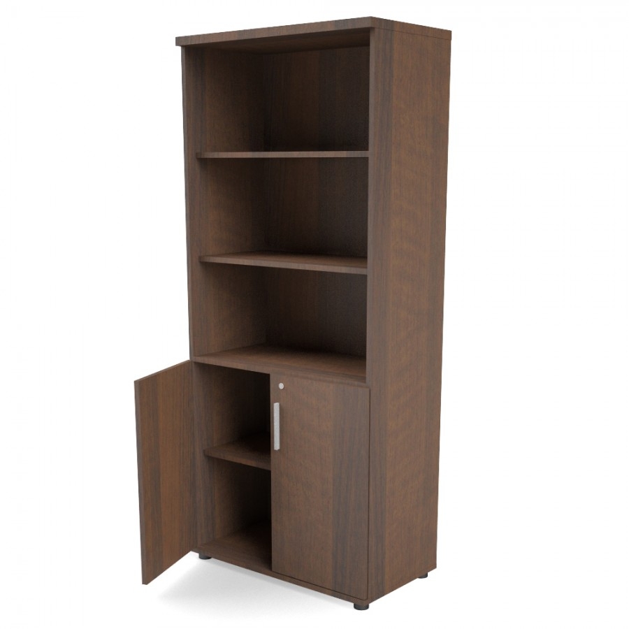 Quando Office Half-Bookcase w/3 Open Shelves & 2 Lockable Doors