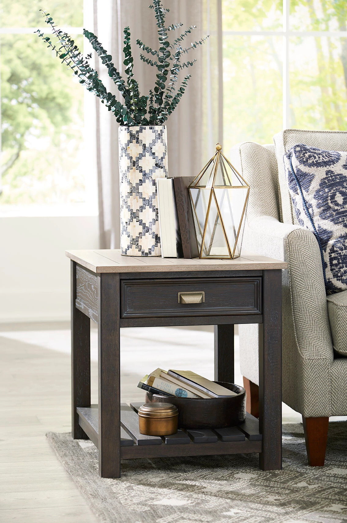 Hamilton Lyle Creek Wood Rectangular 1-Drawer End Table