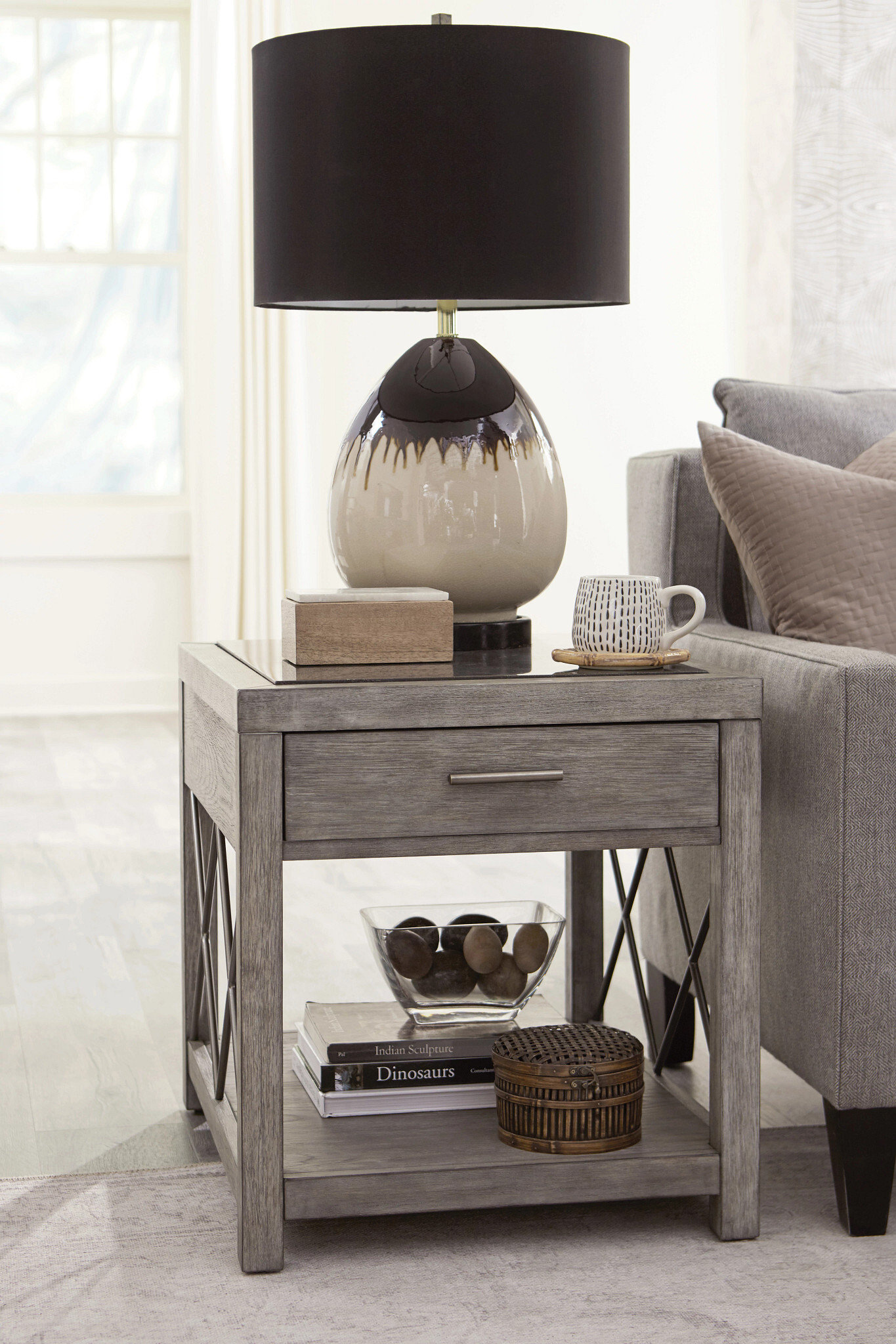 Clearance Living Room West End Bluestone Top RECT End Table