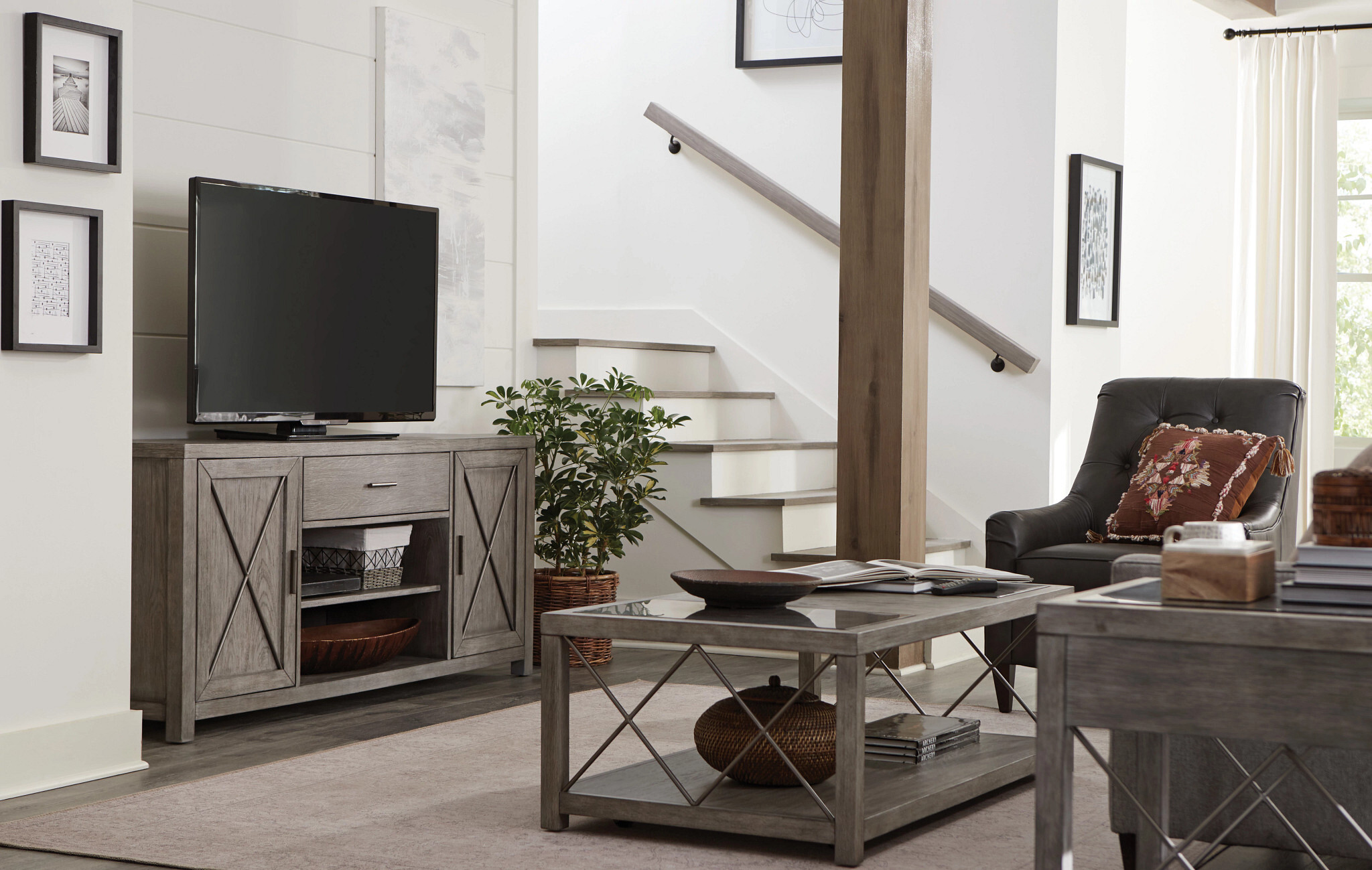 West End Soft Greige Entertainment Center