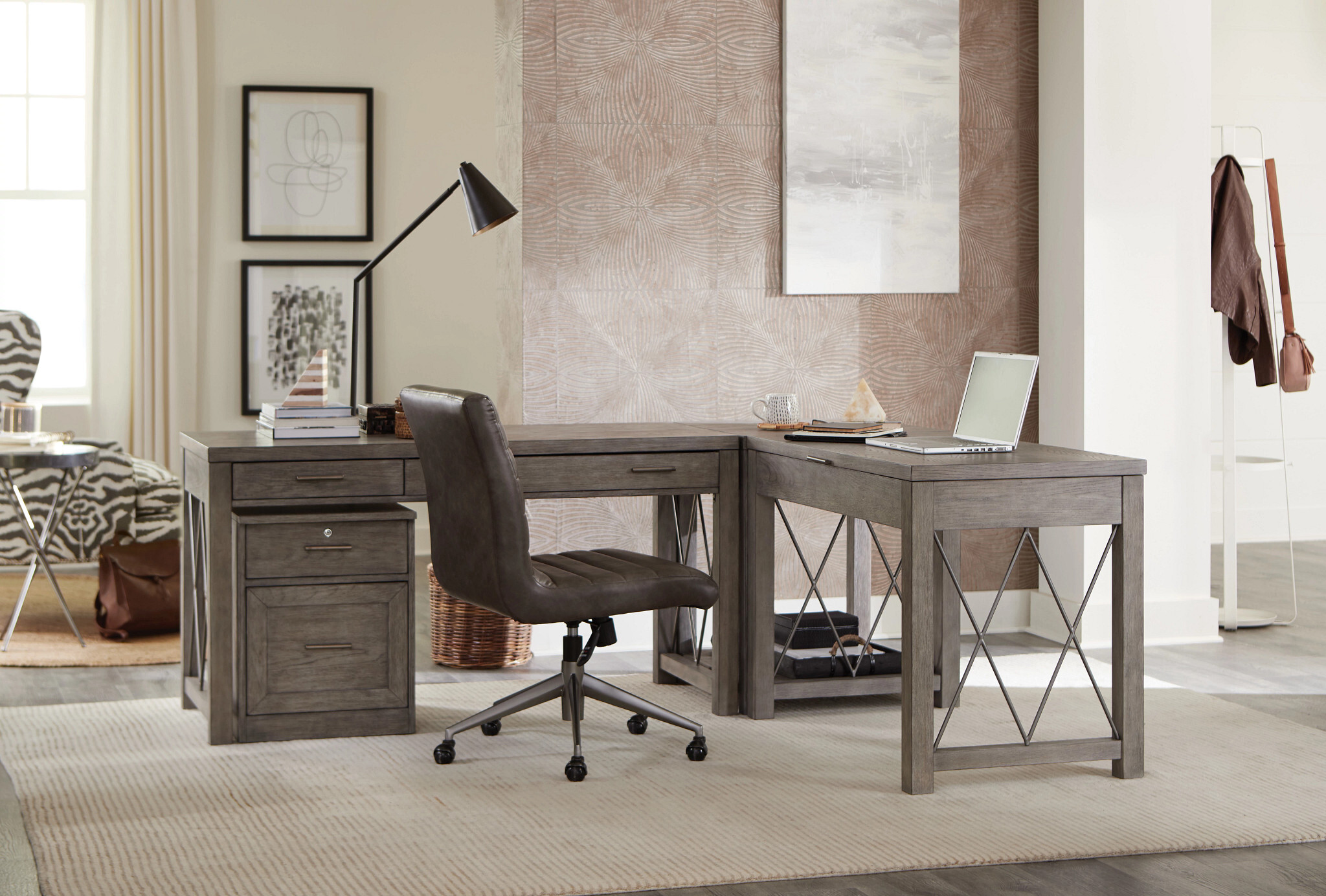 West And Rectangular Wood Writing Desk w/2 Drawers