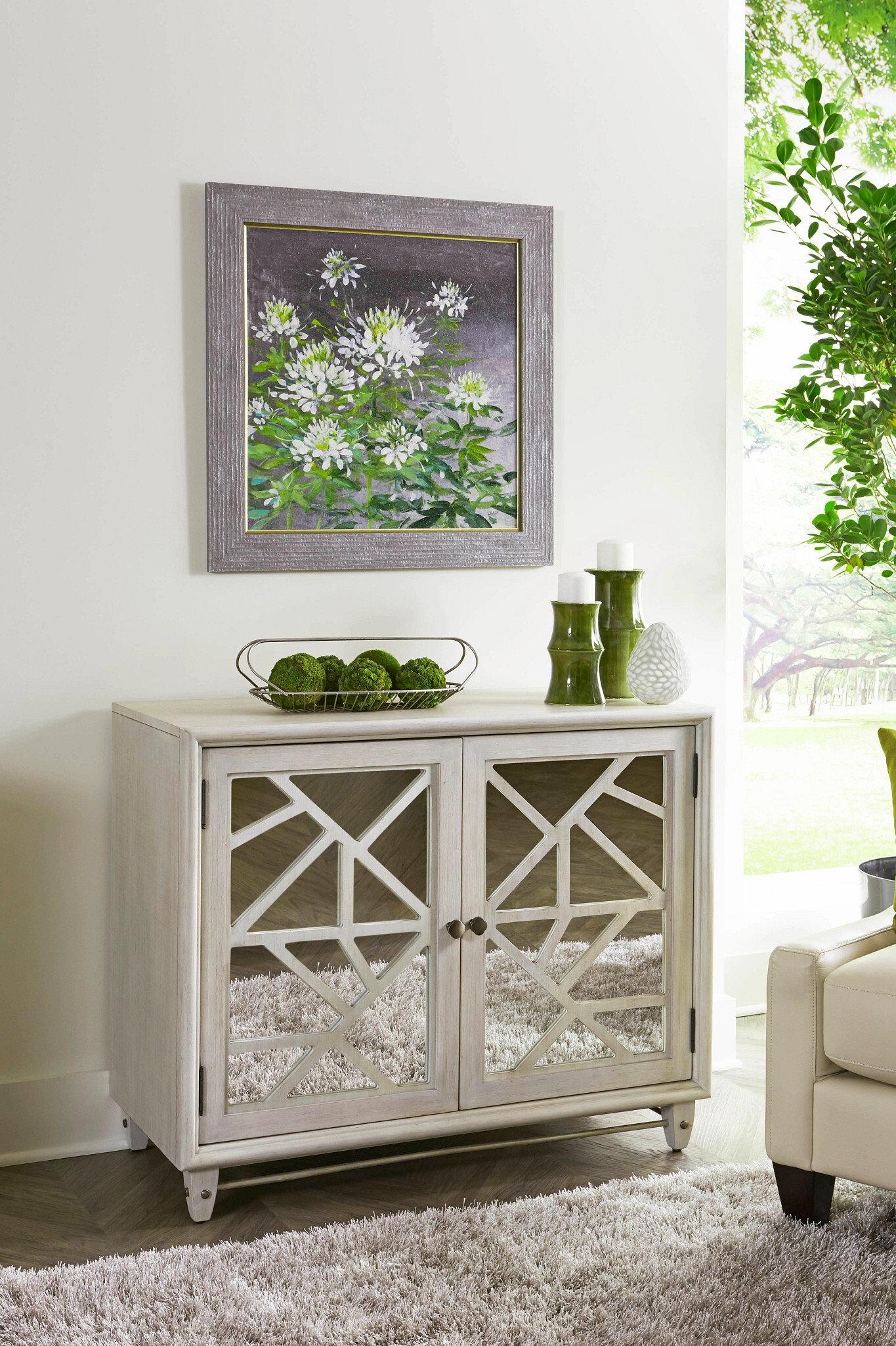 Hidden Treasures Mirror/Wood 2-Door Accent Cabinet 