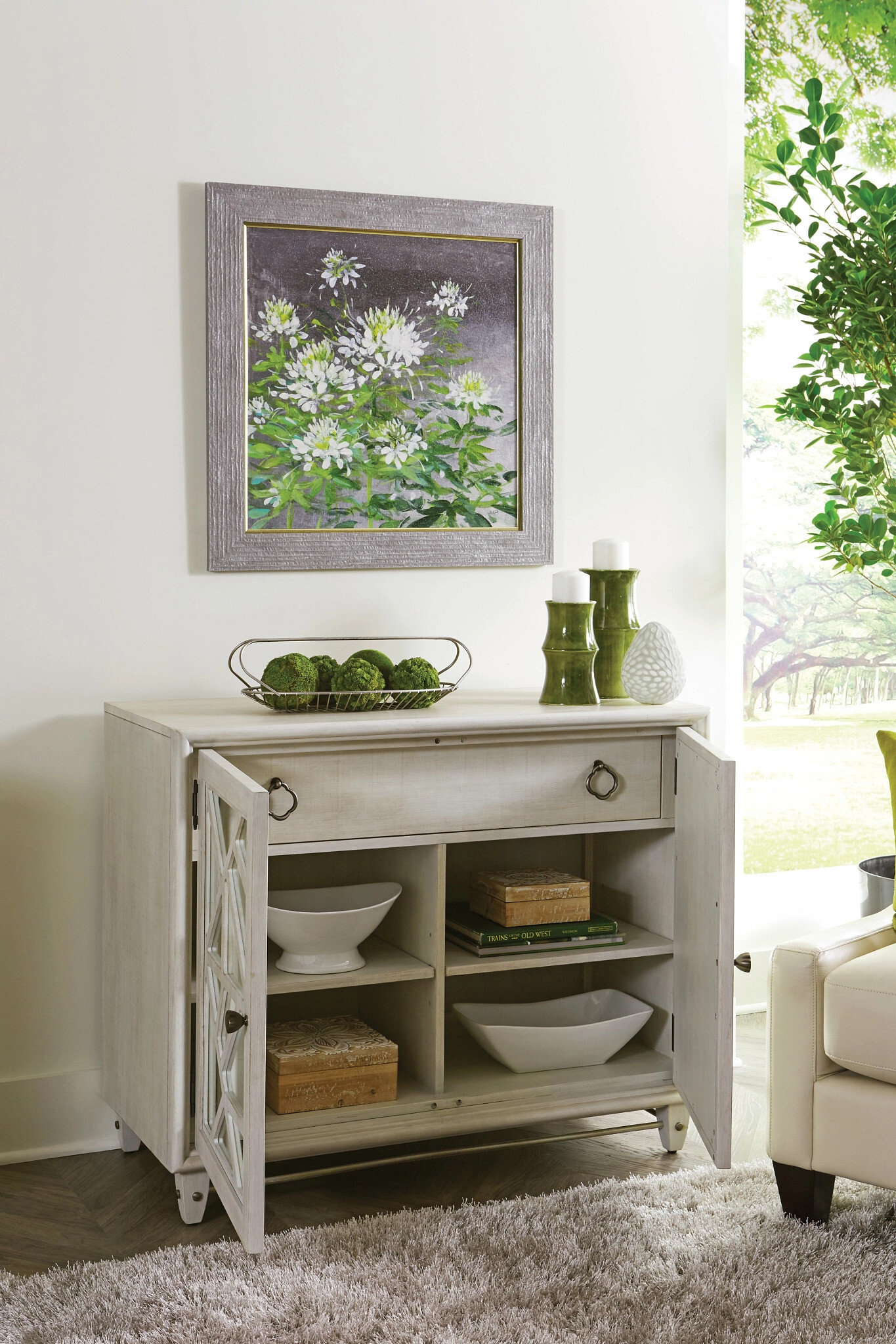 Hammary Hidden Treasures Mirror/Wood 2-Door Accent Cabinet 