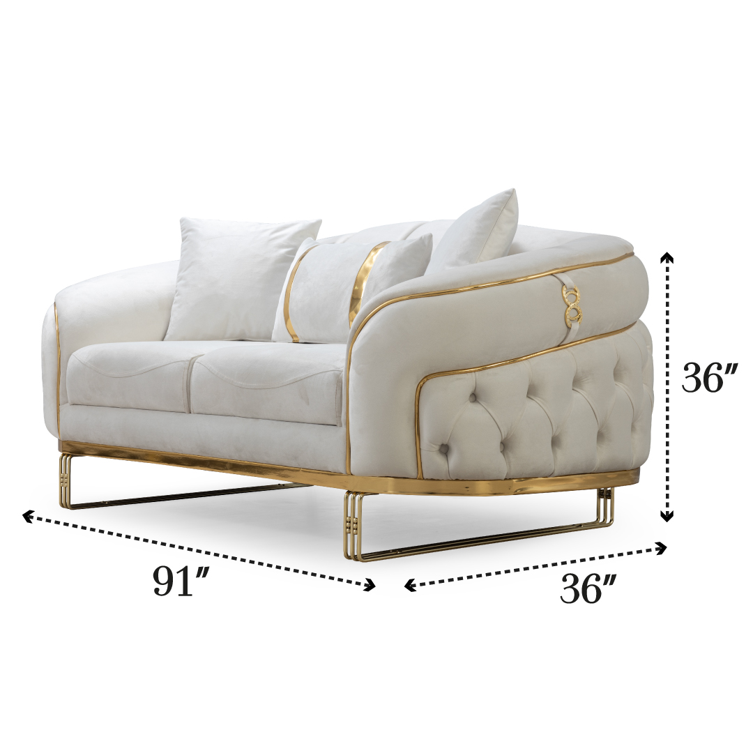 Alanya Tufted Fabric Living Room Set