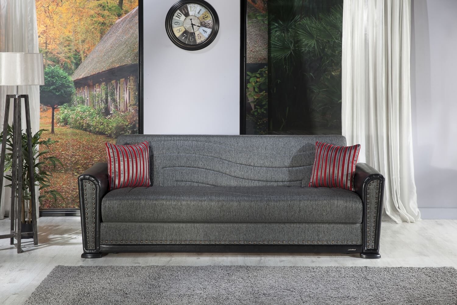 Alfa Fabric/PU Storage Sleeper Living Room Set