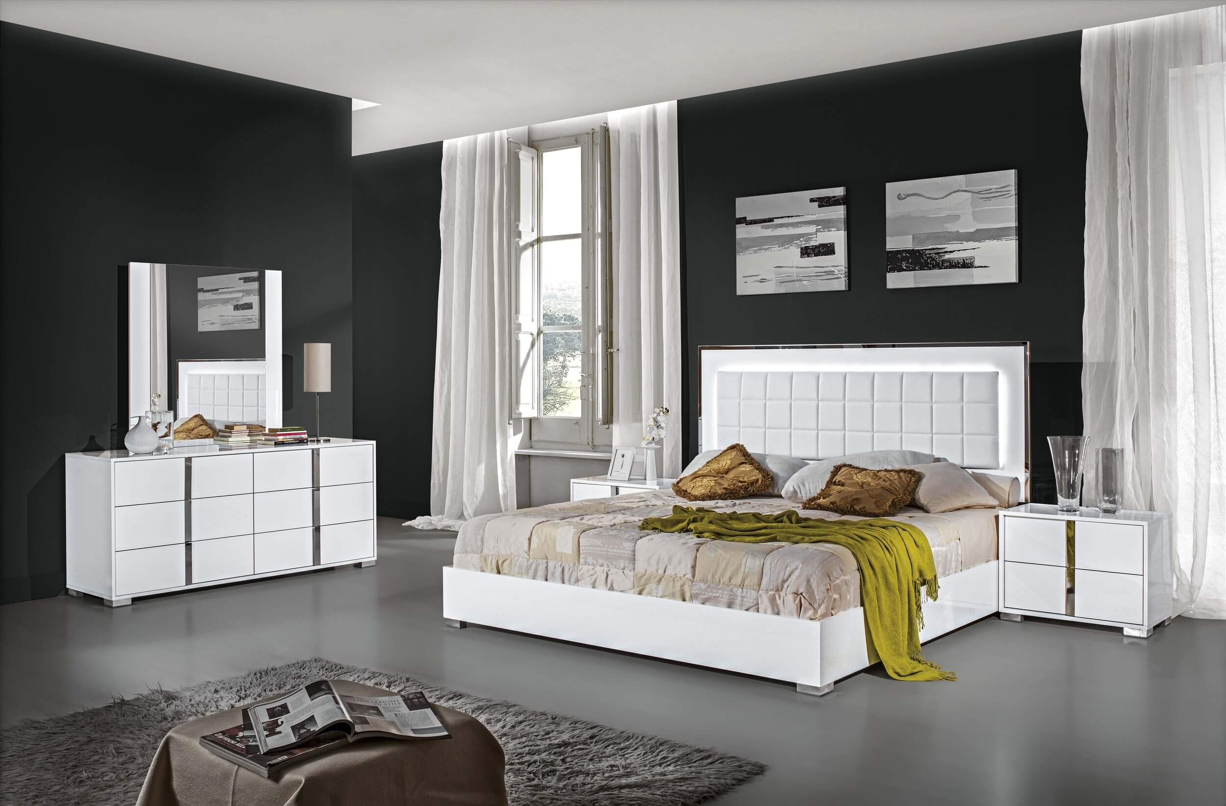 Alice Wood Veneer Storage Bed w/Tufted Leatherette Headboard, Queen Size