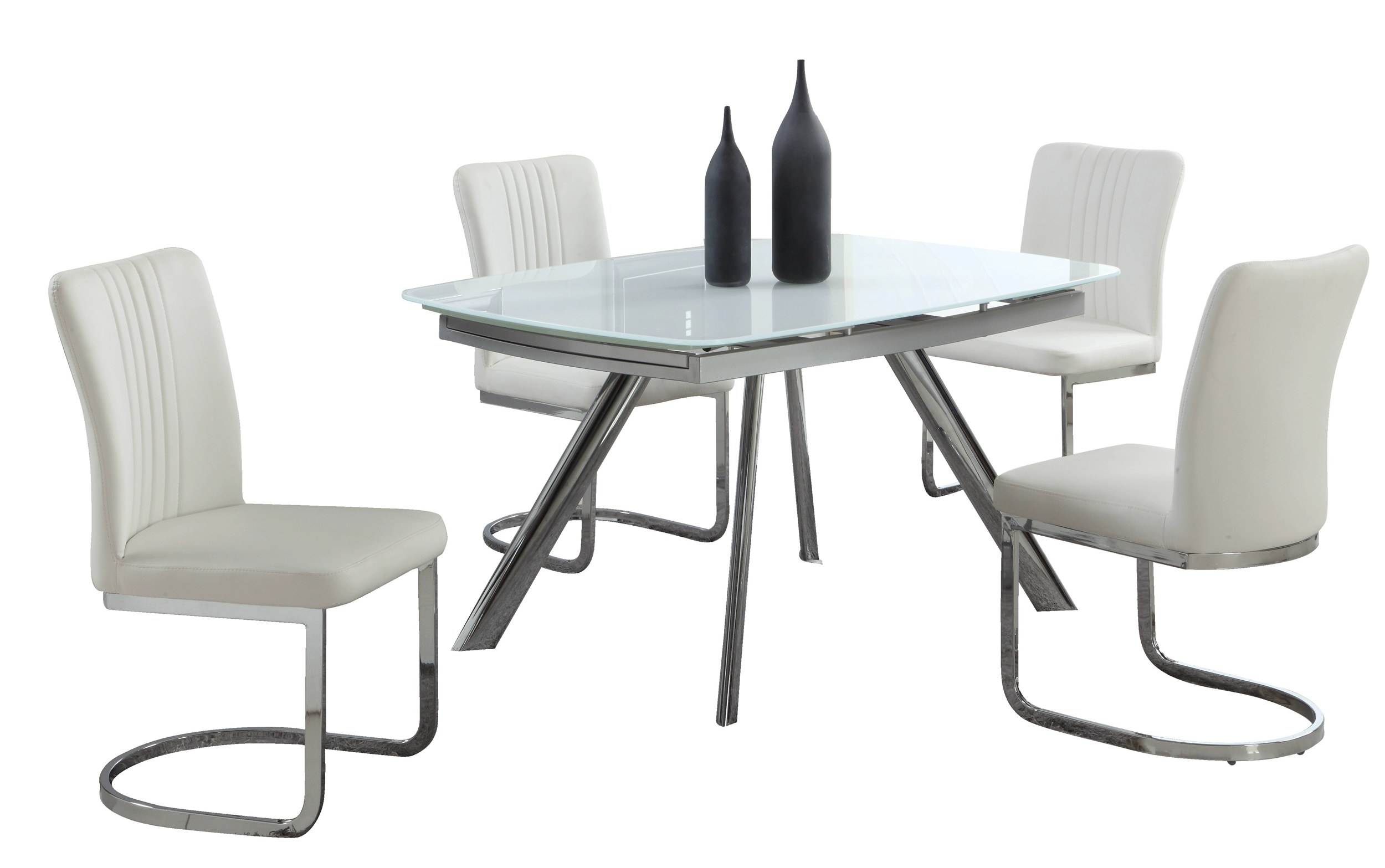 Alina Self-Storing Extendable Dining White Table And Chairs