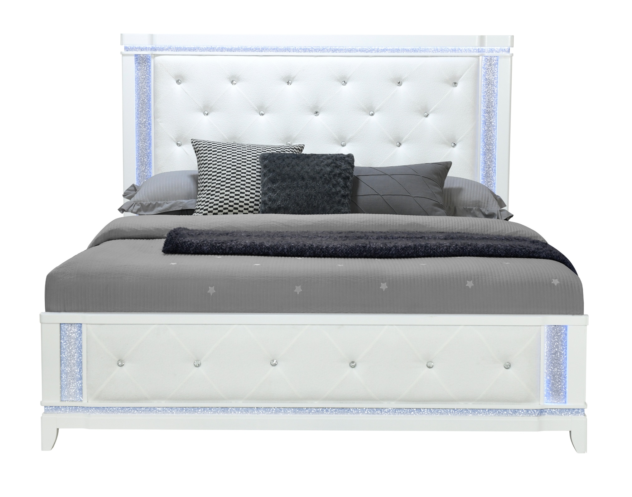 Alina King Size Panel Bed with LED Light