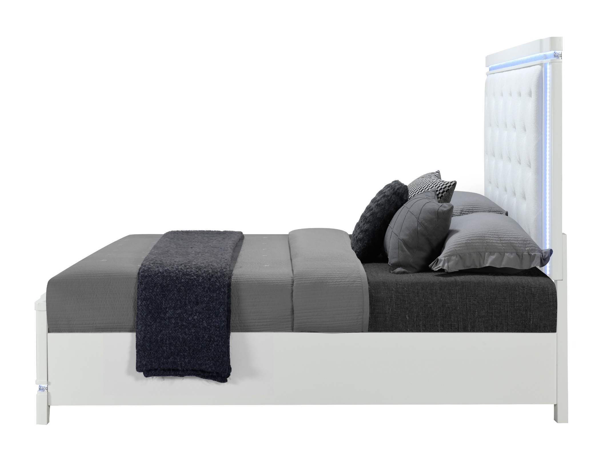 Alina King Size Panel Bed with LED Light
