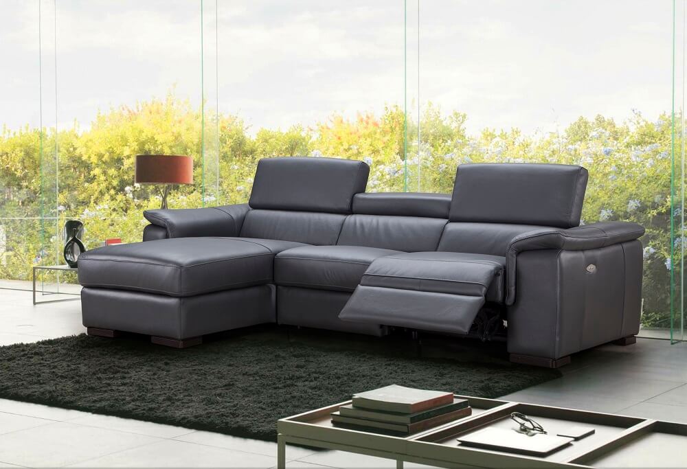 Allegra Leather Sectional, Left Arm Chaise
