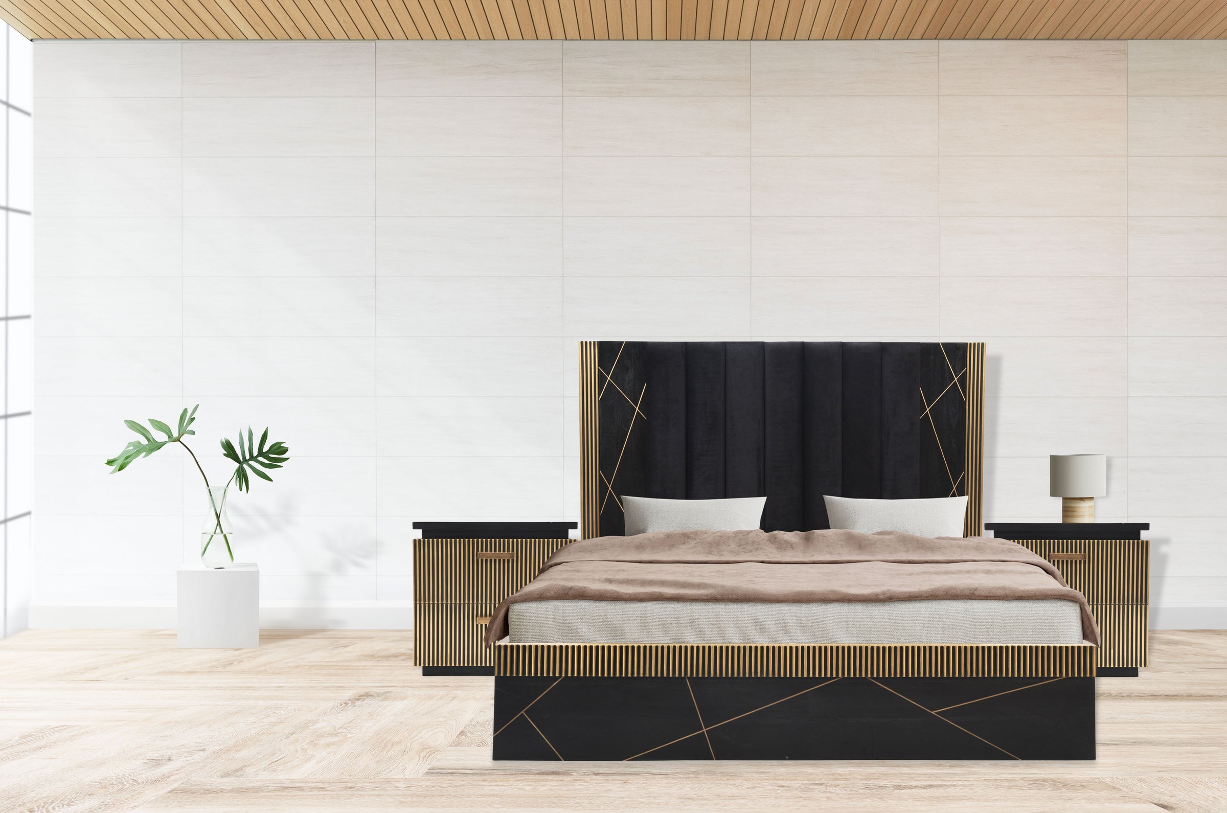Allure King Size Bed with Fabric Upholstered Headboard