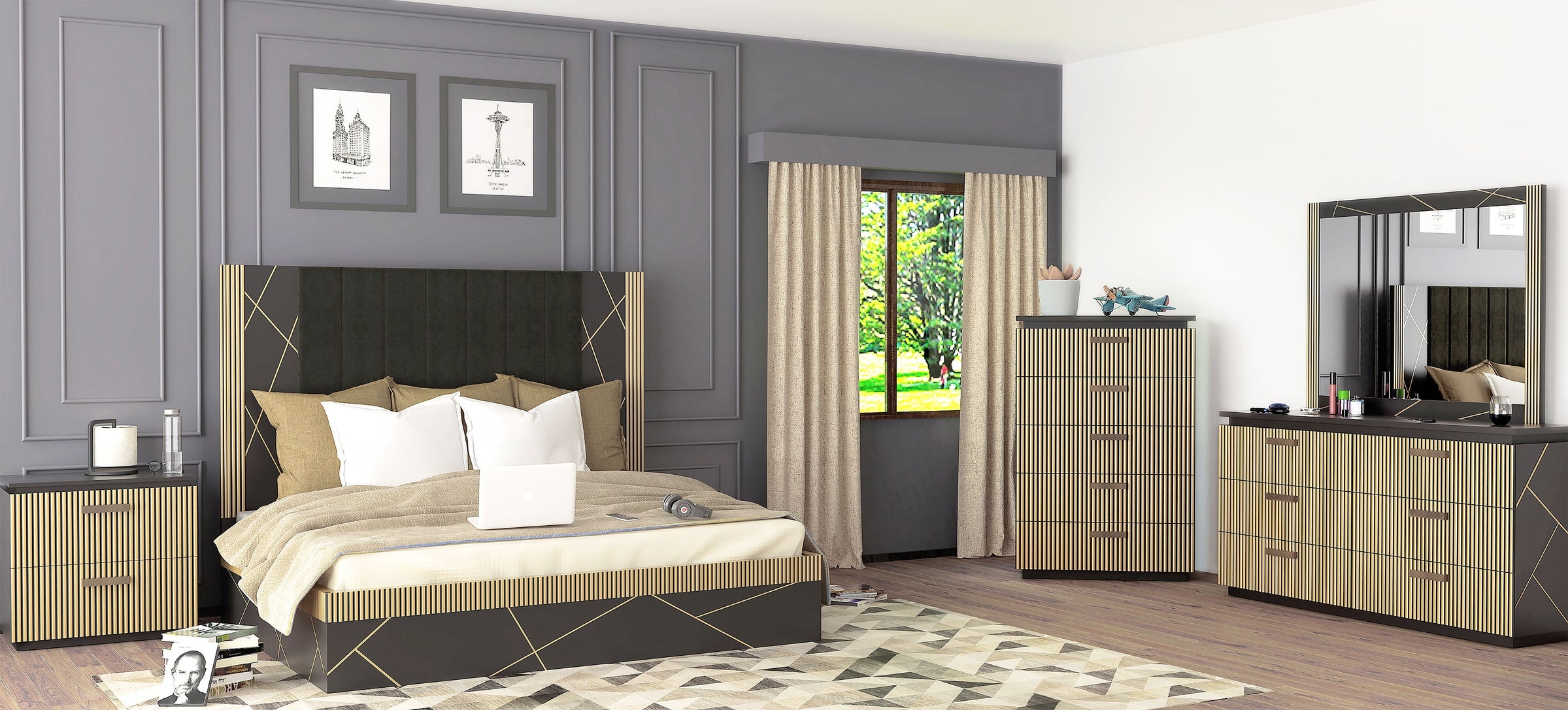 Allure Bed with Fabric Upholstered Headboard