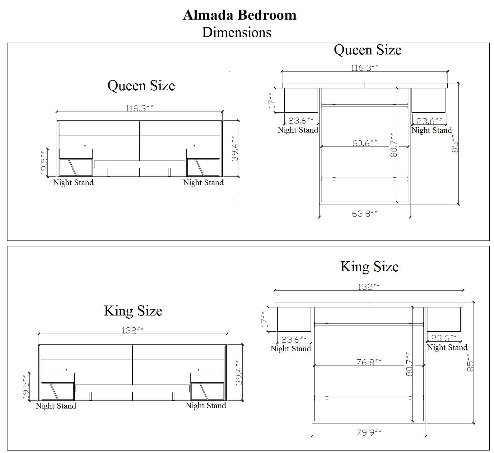 Almada Wood Bedroom Set