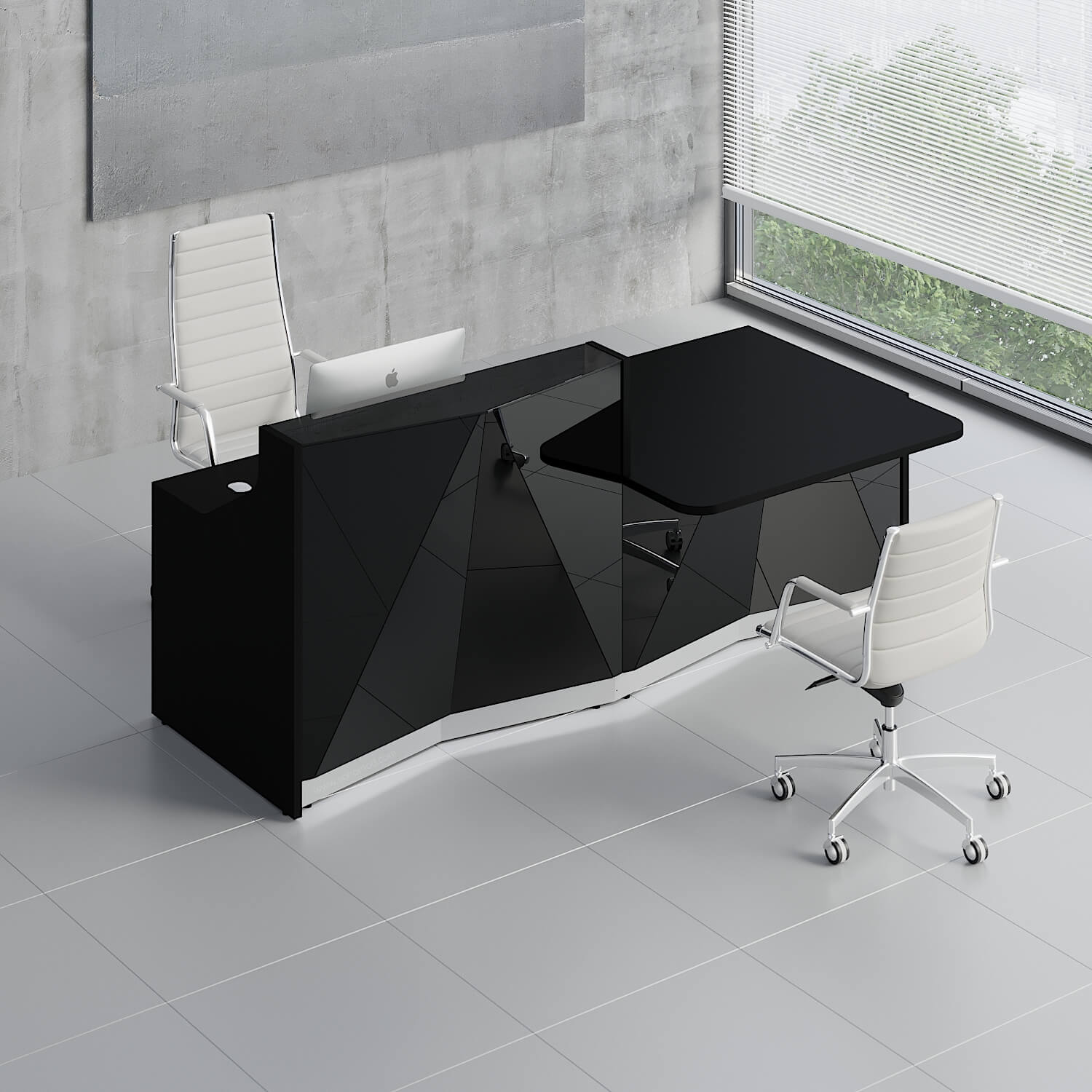 Alpa 96" Straight Medium Reception Desk in Black