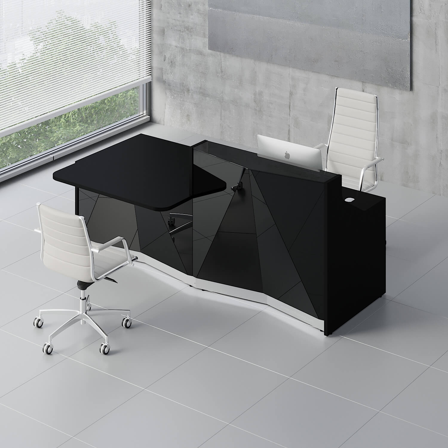 Alpa 119" Straight Medium Reception Desk in Black