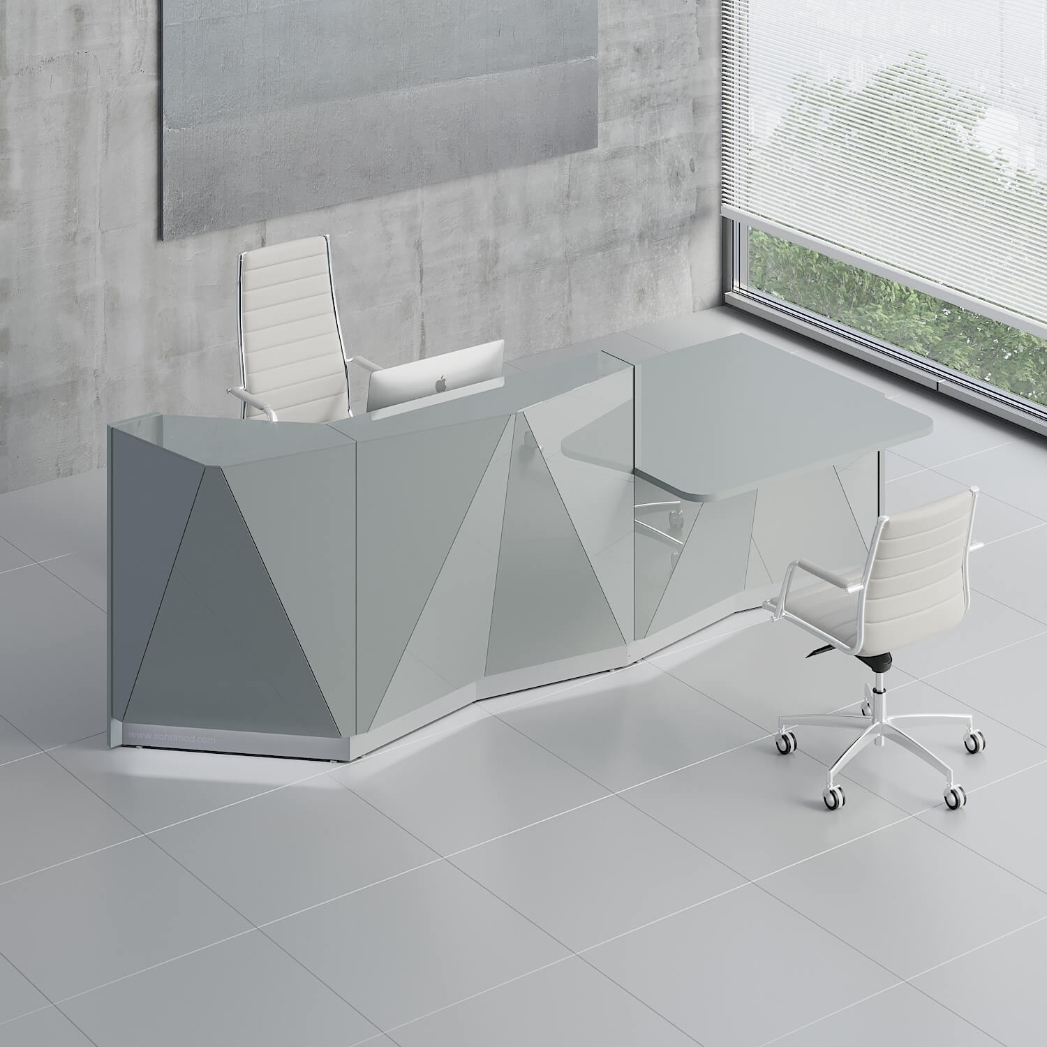 alpa-119-straight-medium-reception-desk-w/Left-counter-top-&-led-light-in-white-glass