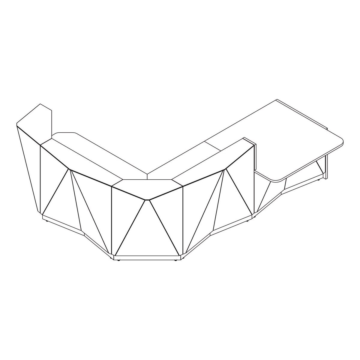 Alpa Corner Medium Reception Desk w/Left & LED Light in 2D