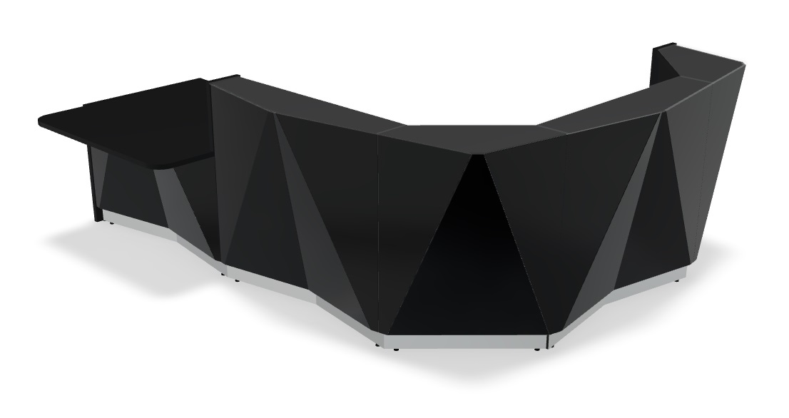 Corner Medium Reception Desk w/Right Counter Top in Black matt