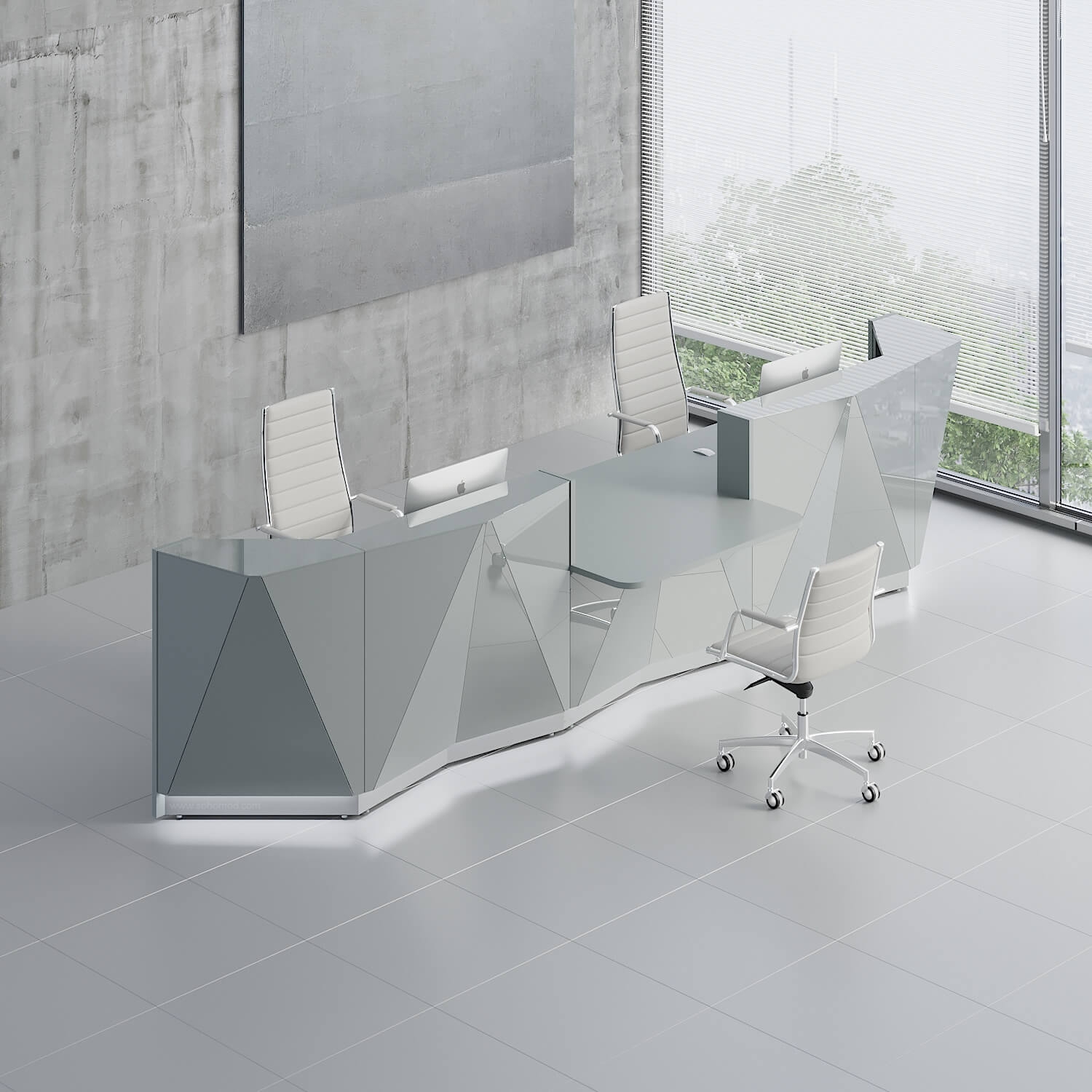 Alpa 189" Straight Large Reception Desk w/Counter Top