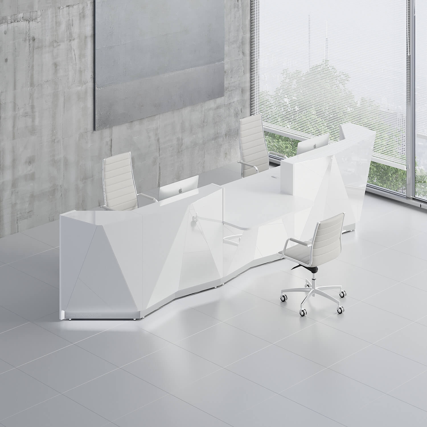 Alpa 189" Straight Large Reception Desk w/Counter Top