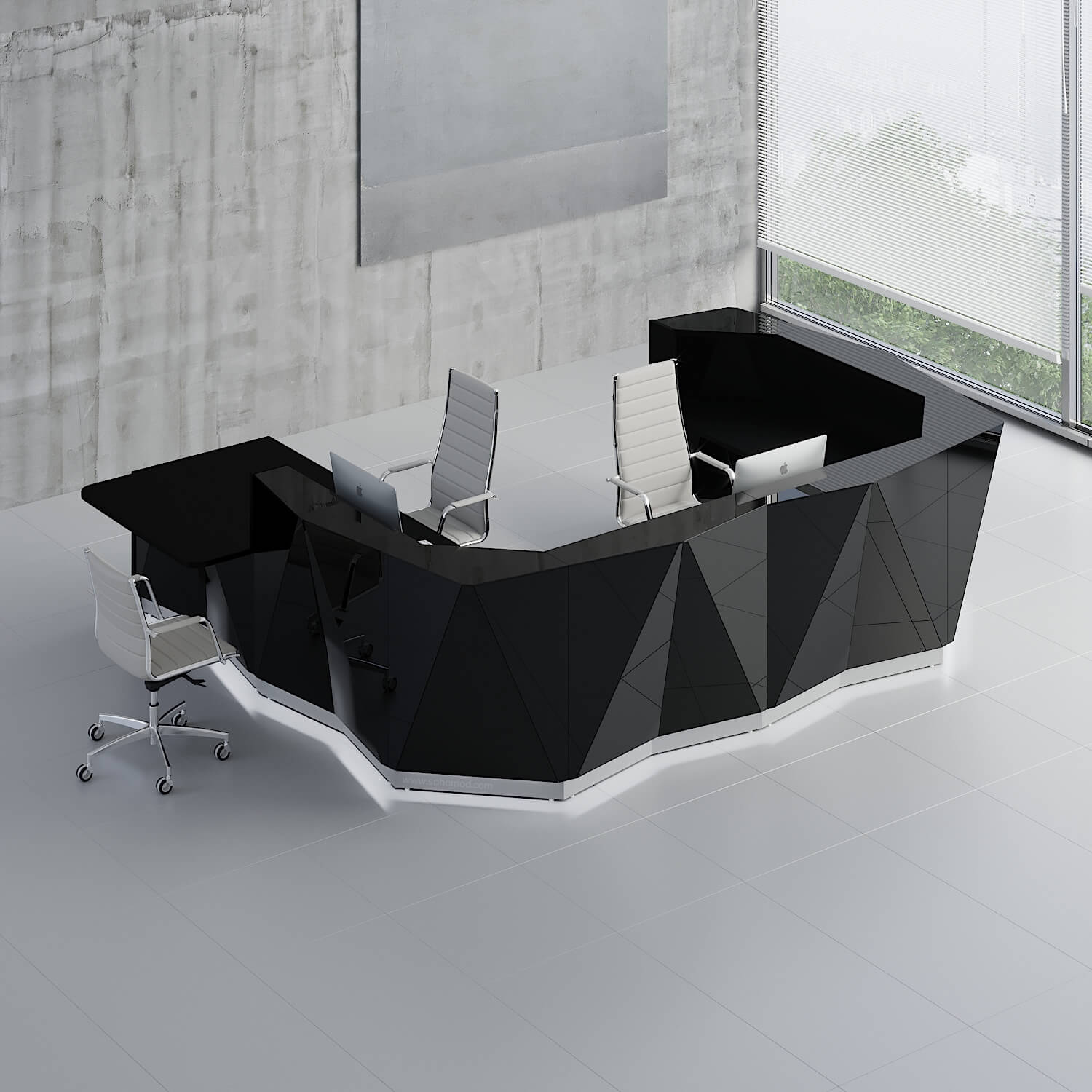 Alpa 99" L-Shaped Reception Desk w/LED Light by MDD