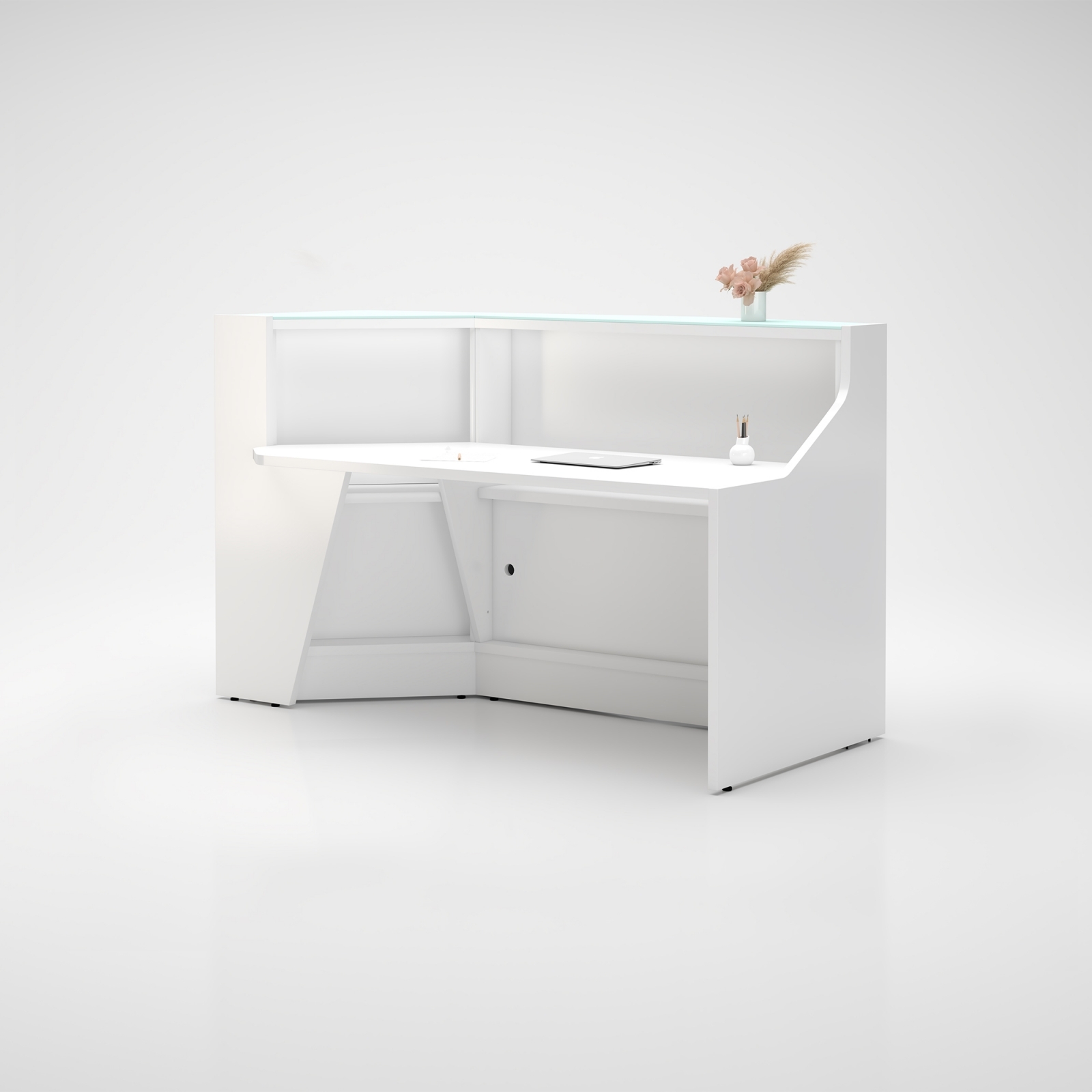 L shap alpa reception desk in white