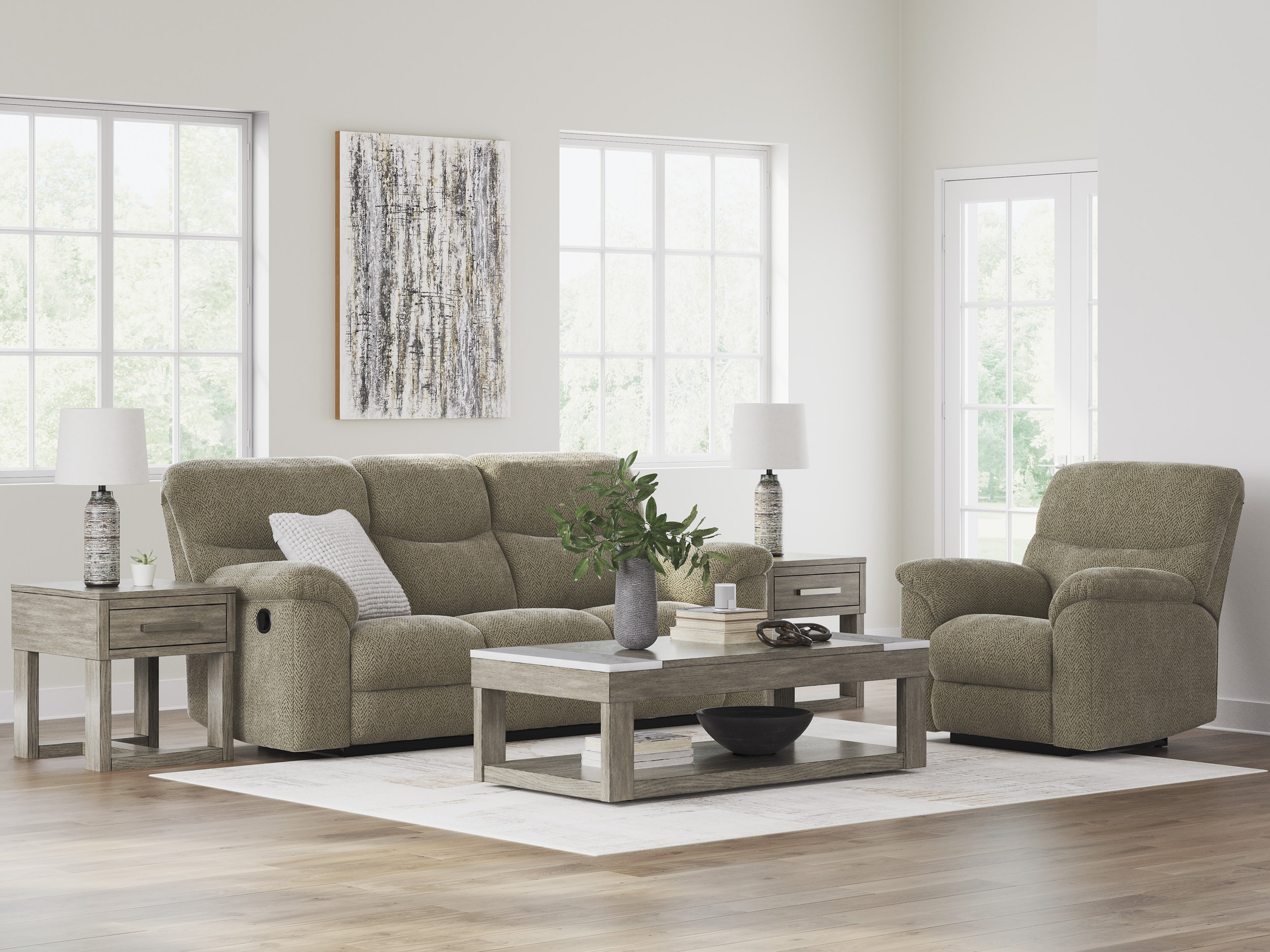 Alphons Fabric Reclining Living Room Set