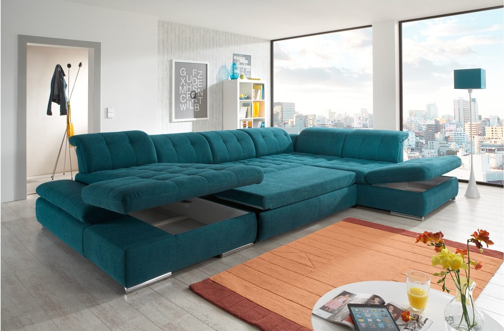 Alpine U-shaped Sectional Sofa with Sleeper & Storage by Nordholtz