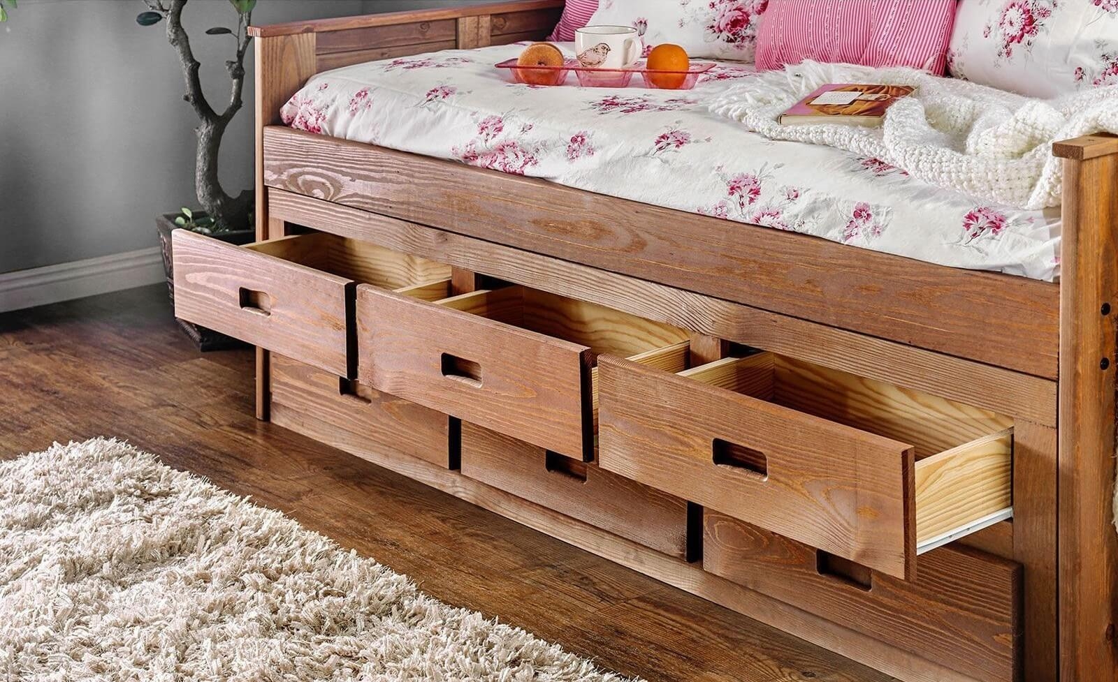 Lia Wood Storage Youth Captain Bed, Twin Size