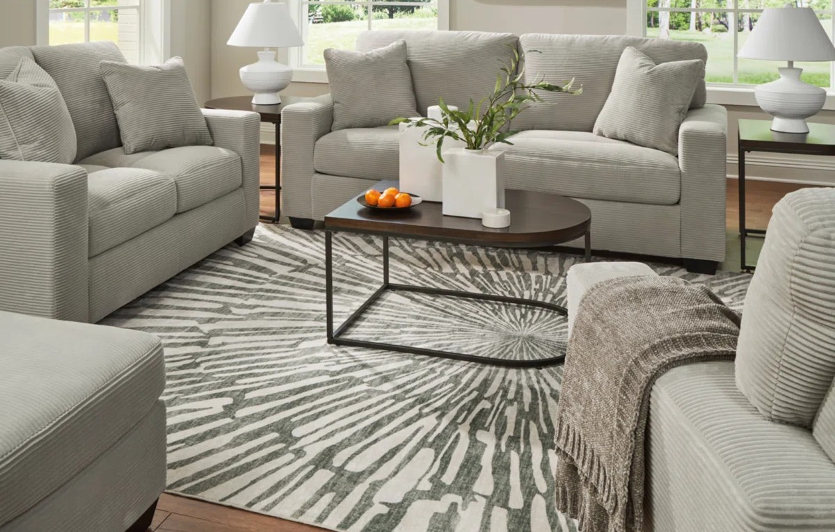 Greenbriar 89" Modern Fabric Sofa - Smoke Gray Textured Polyester