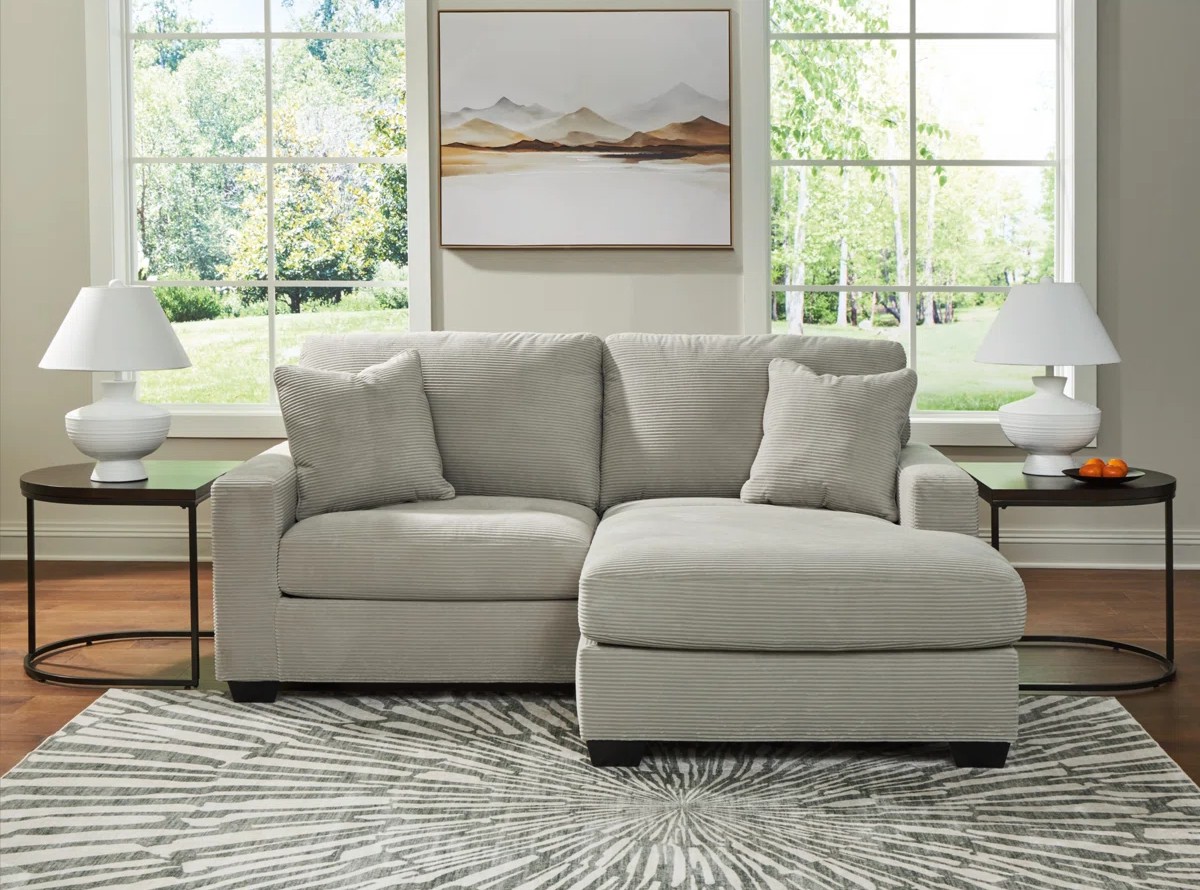 Greenbriar Fabric Sofa with Chaise in Smoke | Nuvella Gray