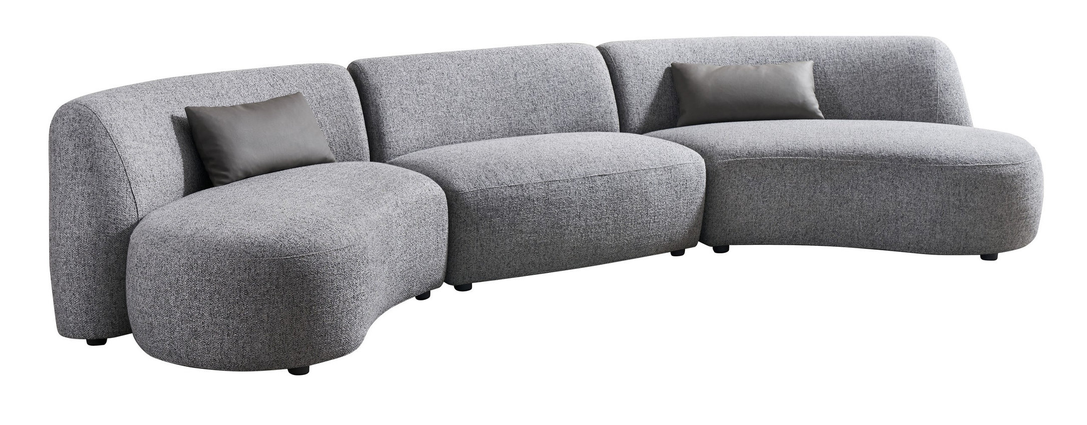 207 Curved Fabric 3-Piece Modular Sectional with Double Chaise
