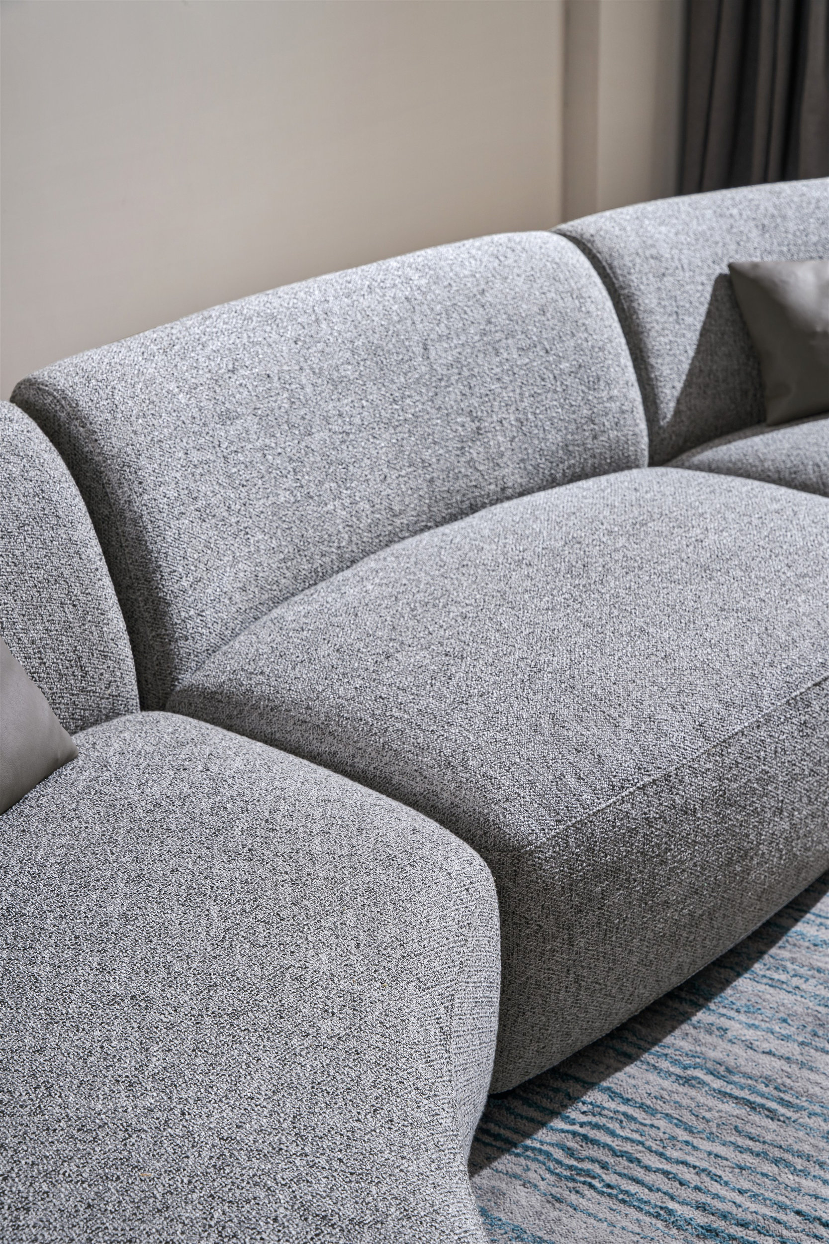 207 Curved Fabric 3-Piece Sectional with Double Chaise