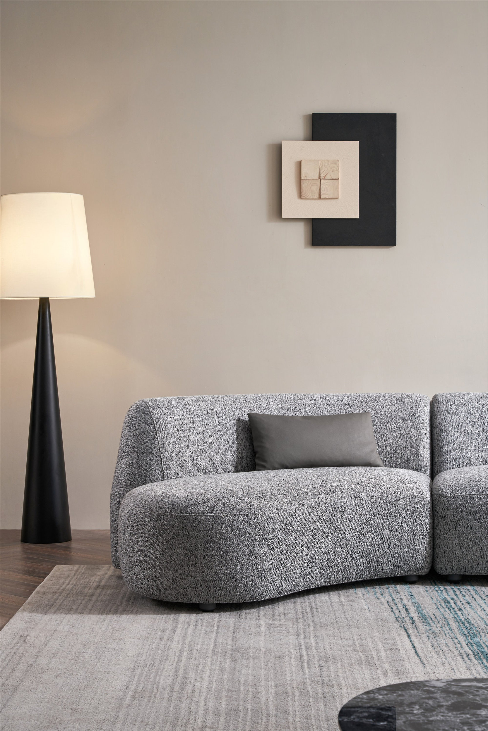 207 Curved Fabric 3-Piece Sectional with Double Chaise