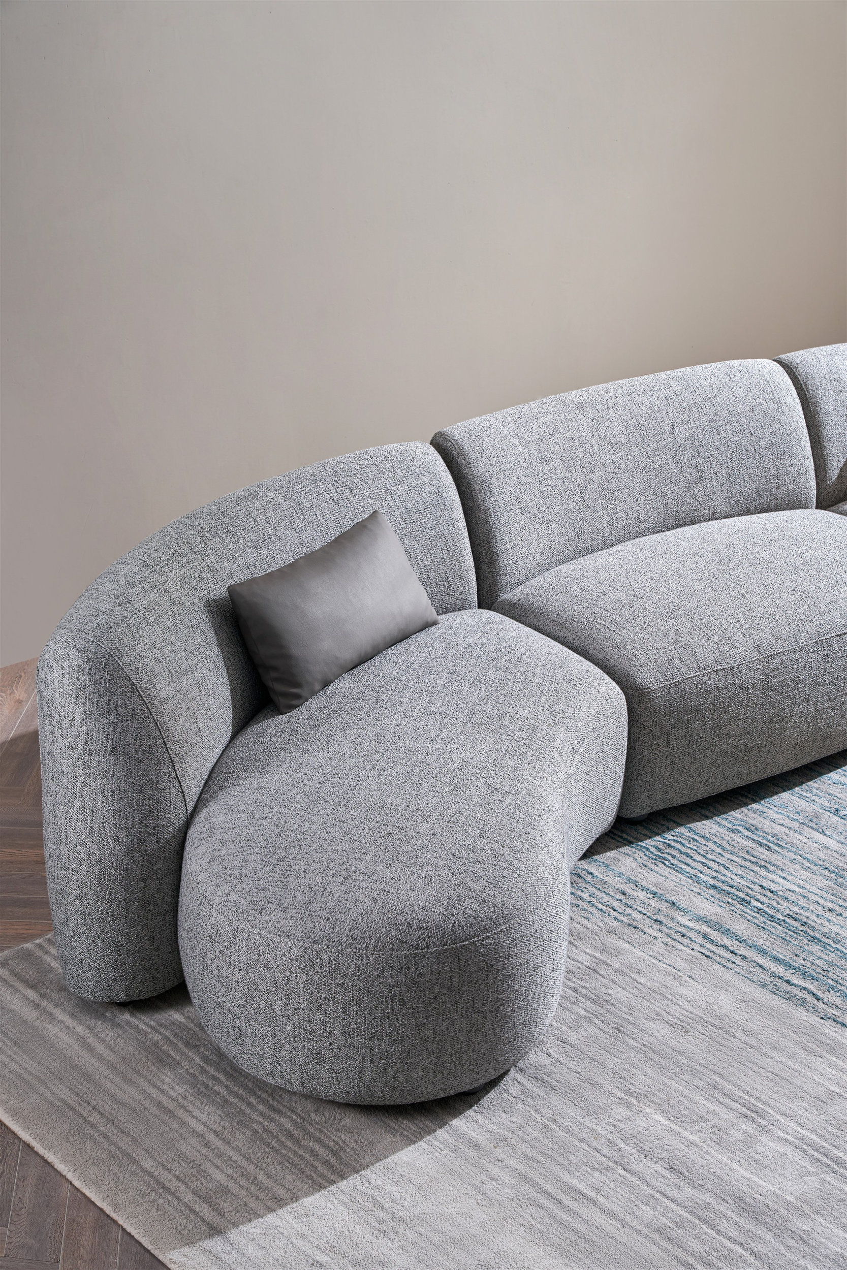 207 Curved Fabric 3-Piece Modular Sectional with Double Chaise