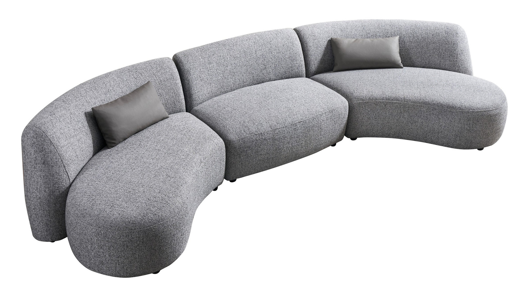 207 Curved Fabric 3-Piece Sectional with Double Chaise