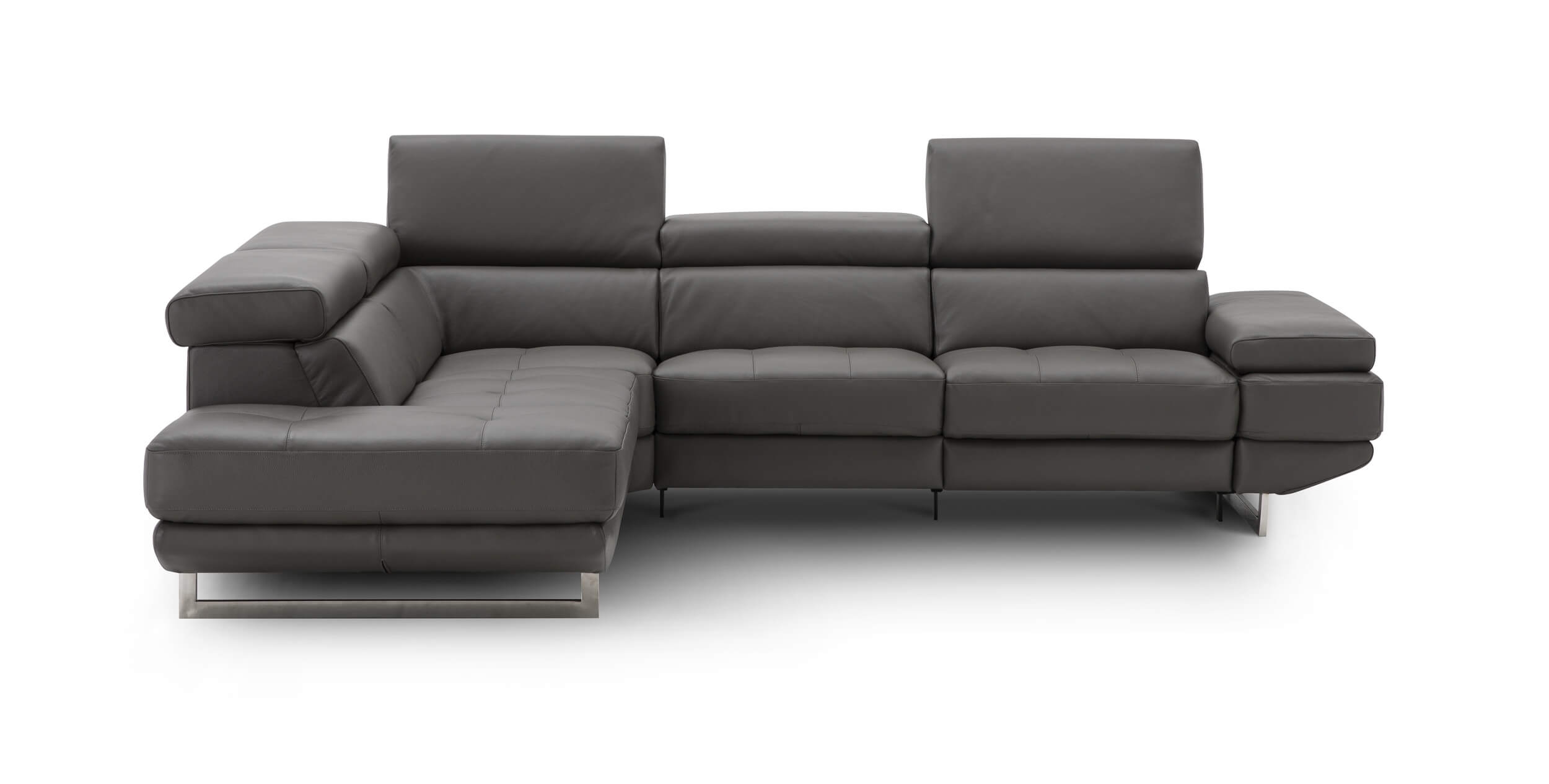 The Annalaise Recliner Leather Sectional in Silver Grey
