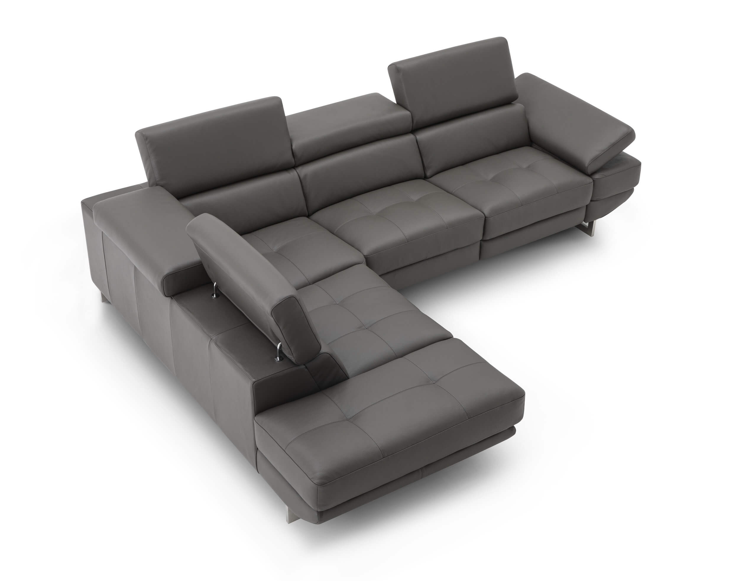 Annalaise Leather Recliner Sectional in Dark Grey