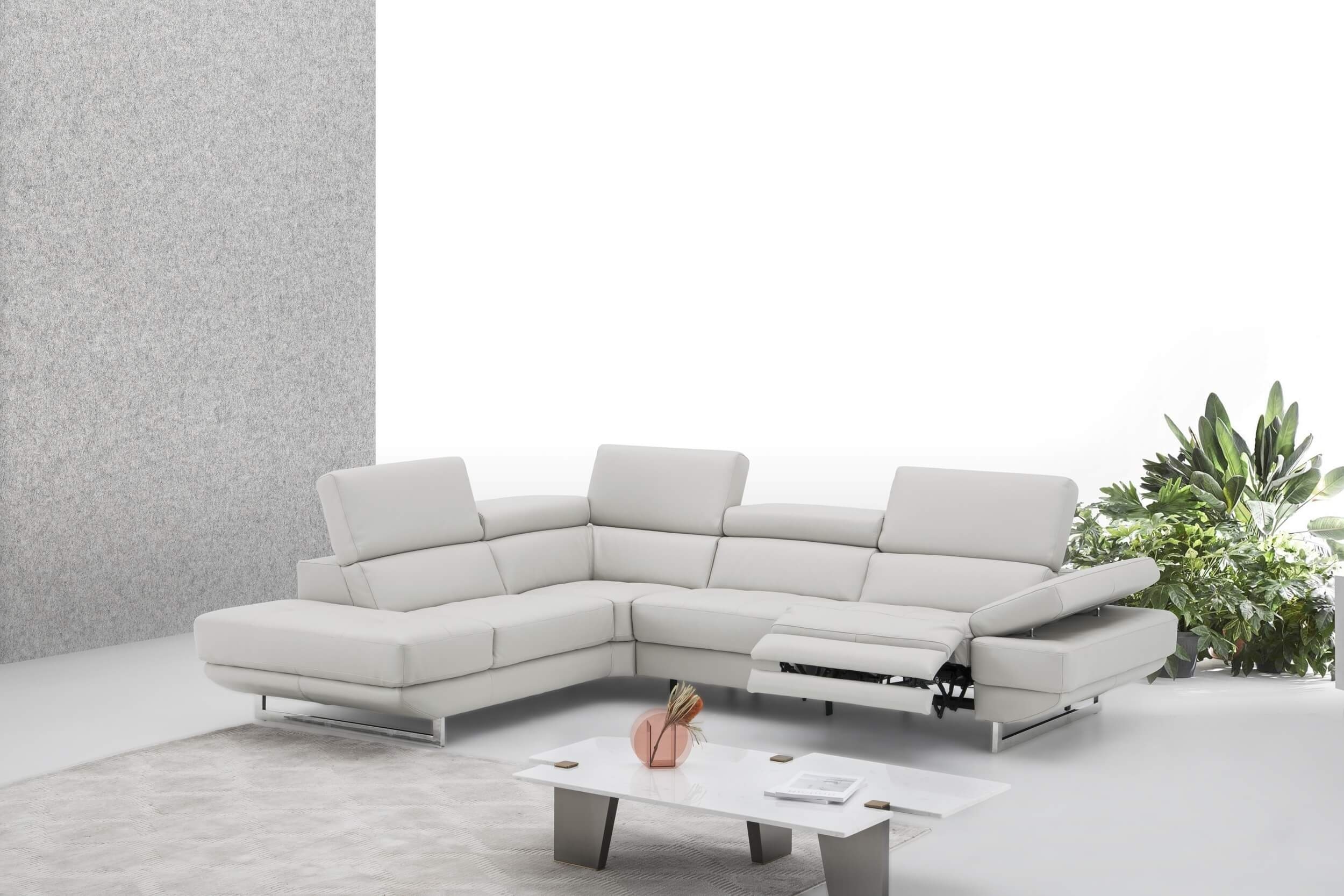 Annalaise Leather Left Hand Facing Chaise Sectional w/ Recliner