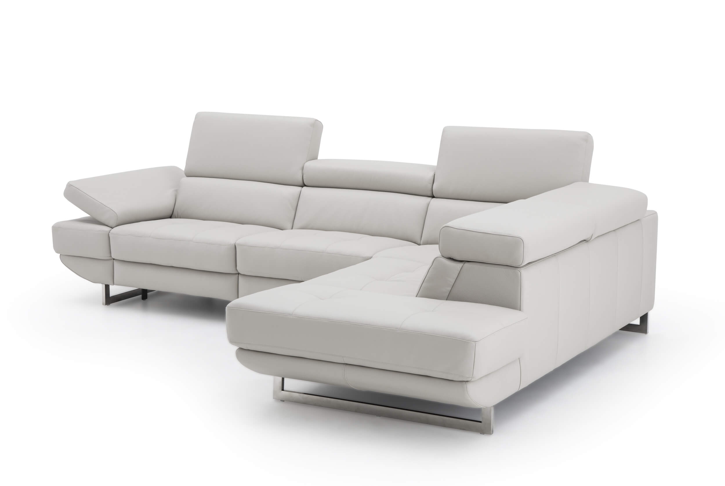 J&M Furniture - The Annalaise Recliner Leather Left Hand Chaise Sectional in Silver Gre