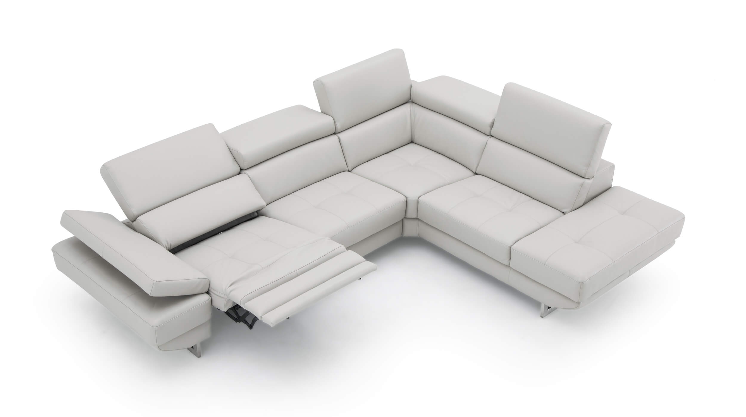 The Annalaise Recliner Leather Sectional in Silver Grey