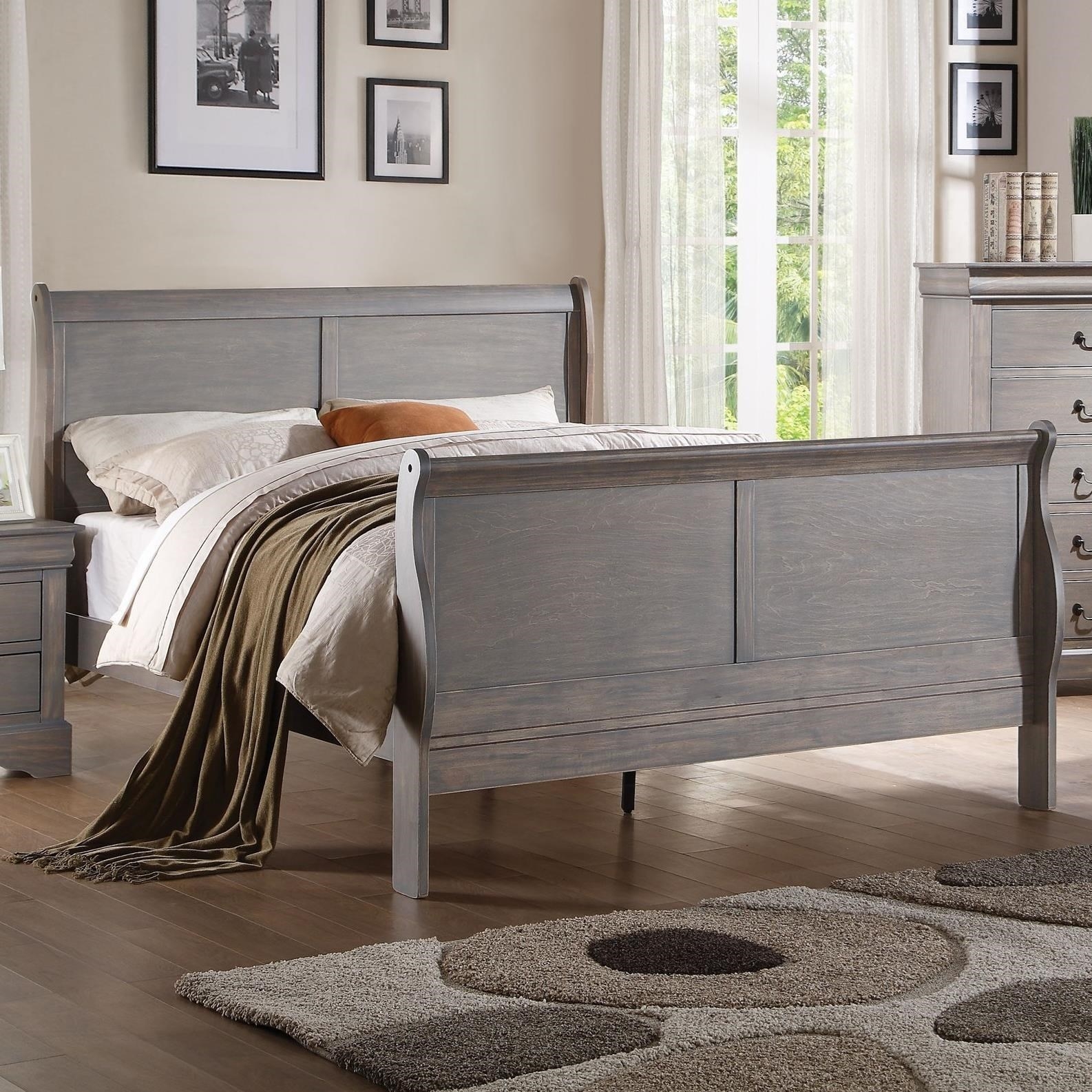 Louis Philippe III Sleigh Bed