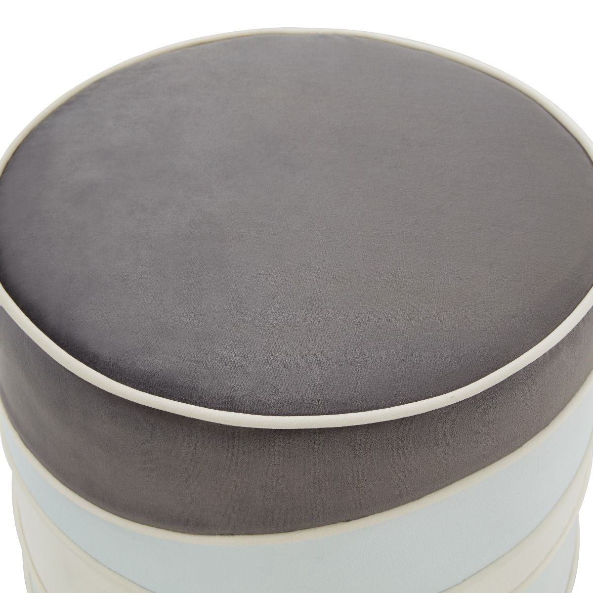 Almon Round Multi Colored Velvet Ottoman