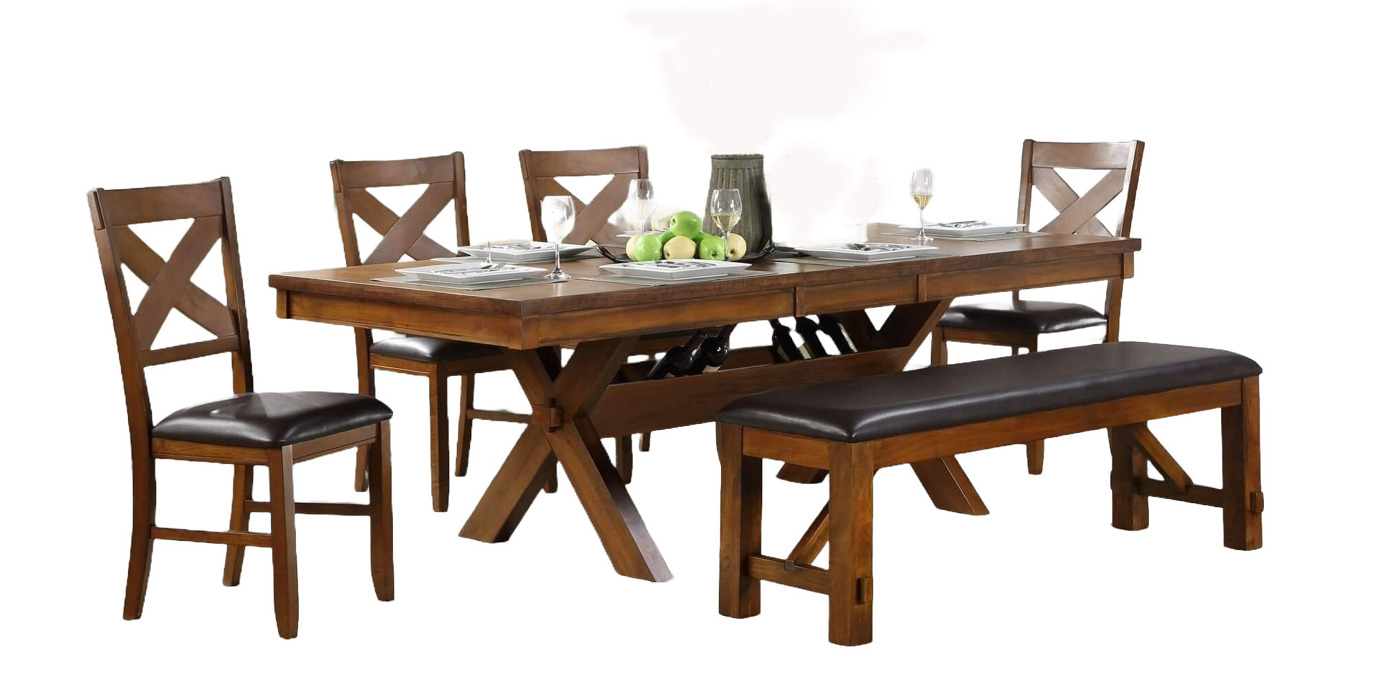 Apollo Wood/Wood Veneer Rectangular Extendable Dining Set
